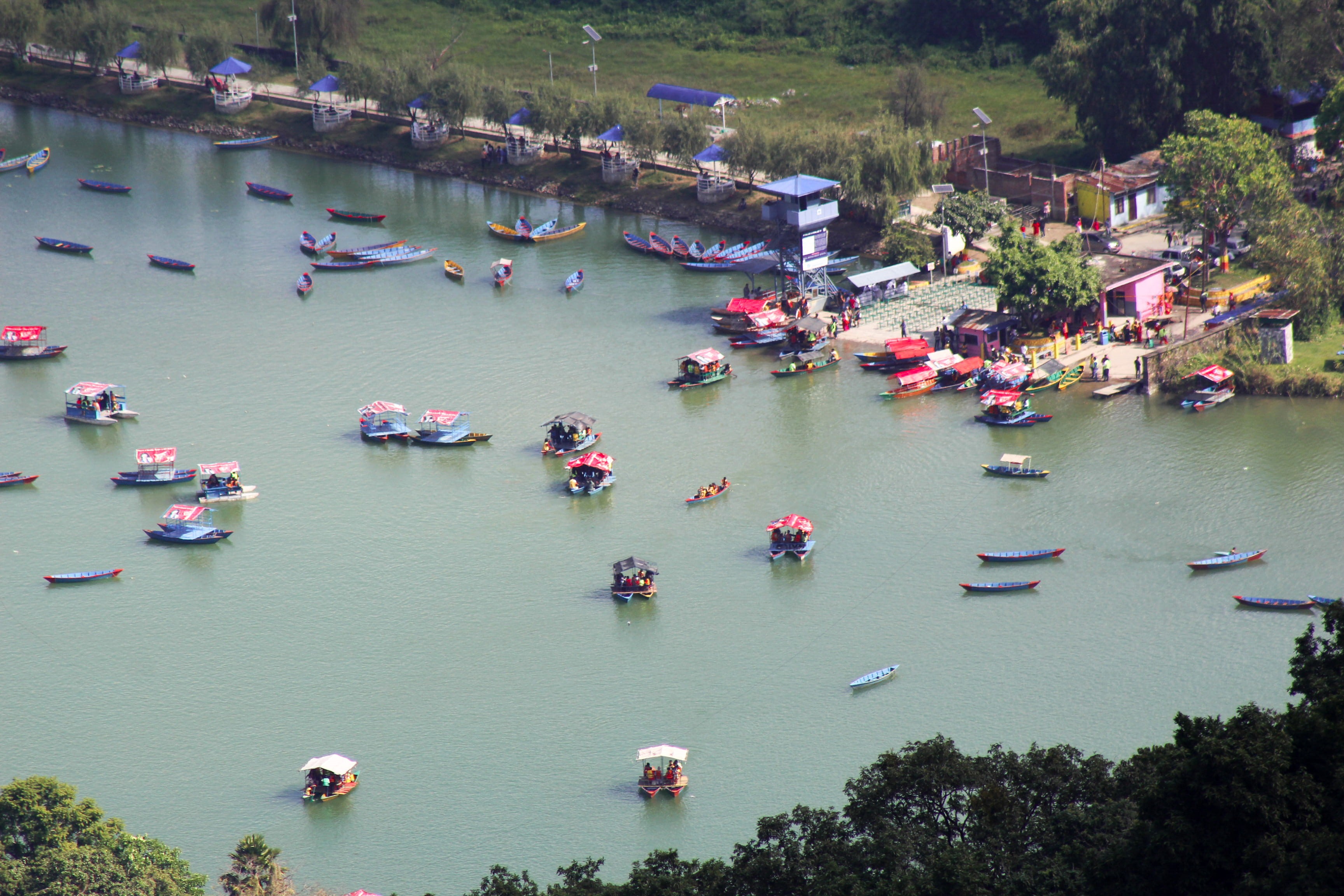 nepal, nautical vessel, architecture, outdoors, crowd, river, travel, mode of transportation, 2K, real people, plant, water, transportation, phewa lake, HD Wallpaper