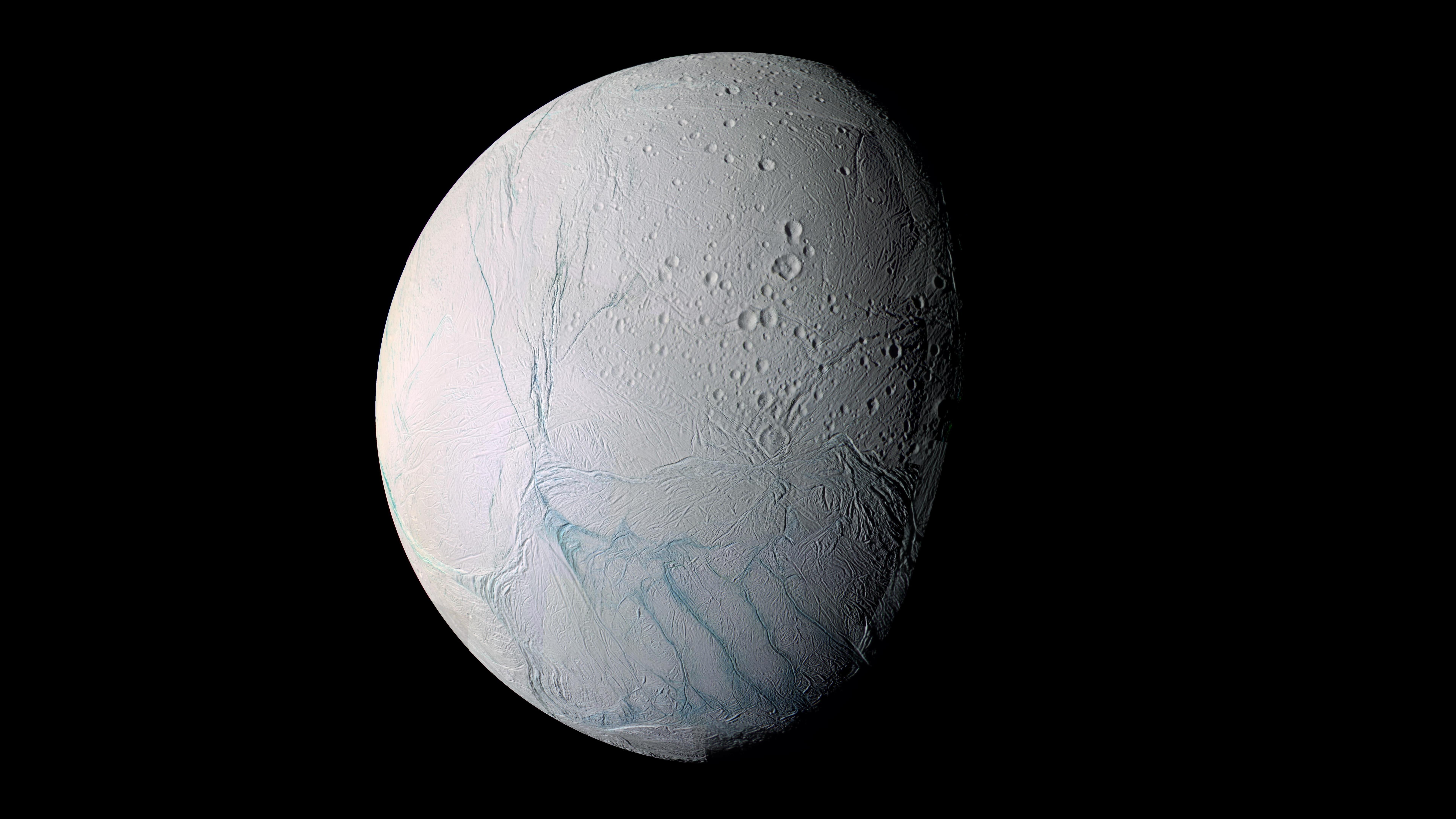 sky, gray, nature, moon surface, astronomy, moon, black background, science, single object, Enceladus, Solar System, studio shot, cut out, 8K, copy space, HD Wallpaper