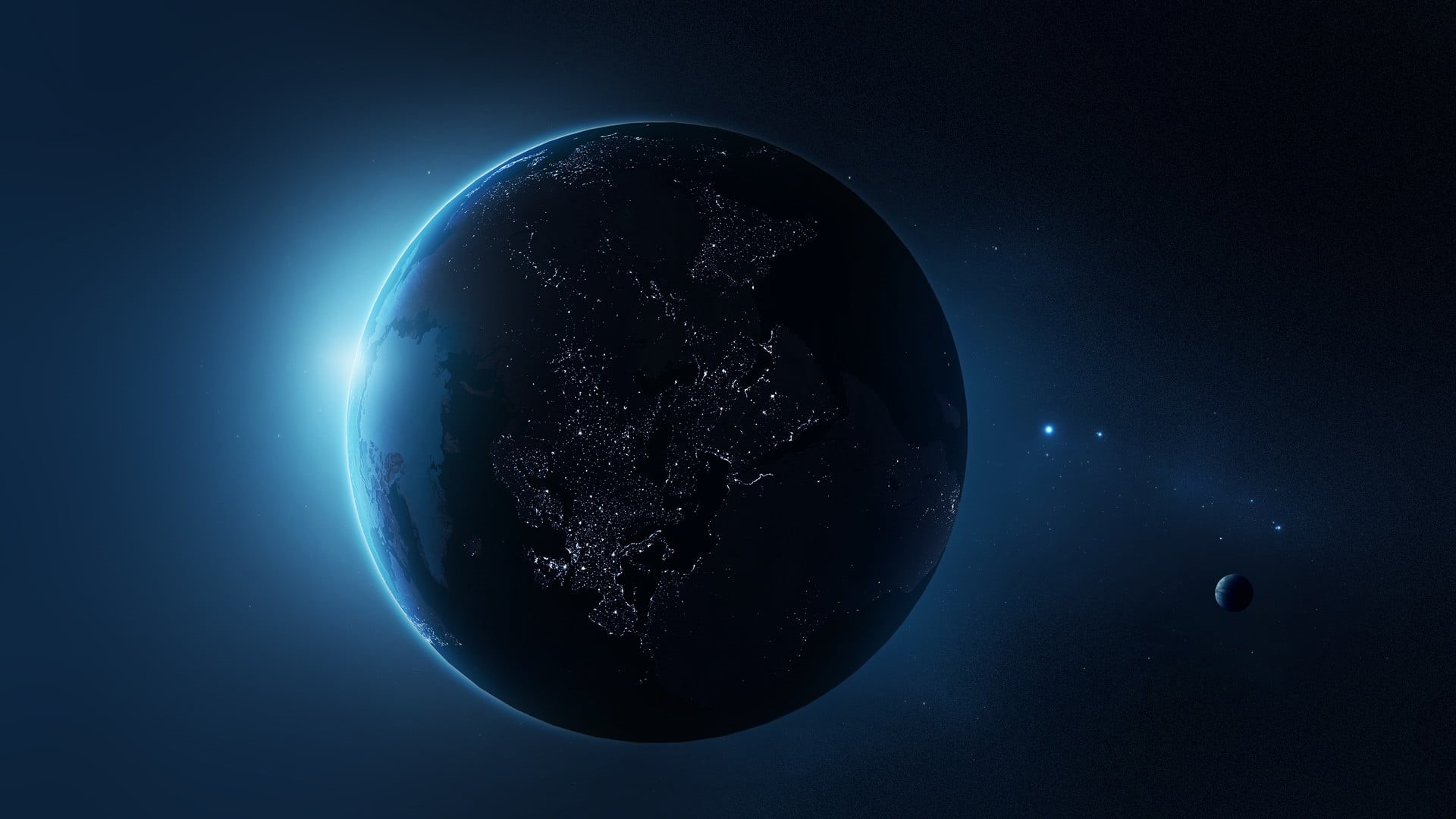 planet earth, sphere, planet, blue, space, outdoors, illuminated, astronomy, digital composite, light - natural phenomenon, no people, space art, star field, HD Wallpaper