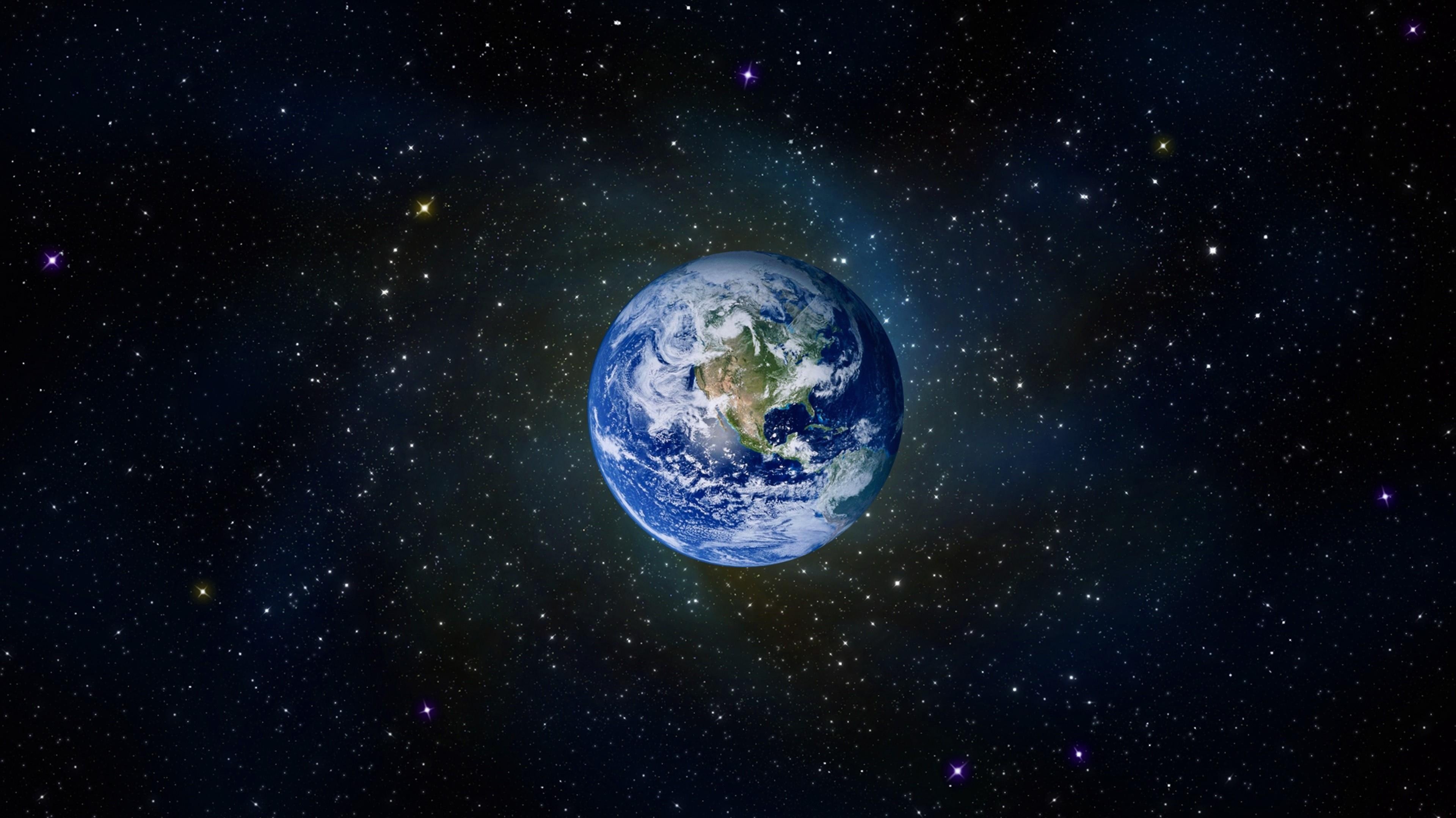 earth, stars, globe, planet, universe, 4K, HD Wallpaper