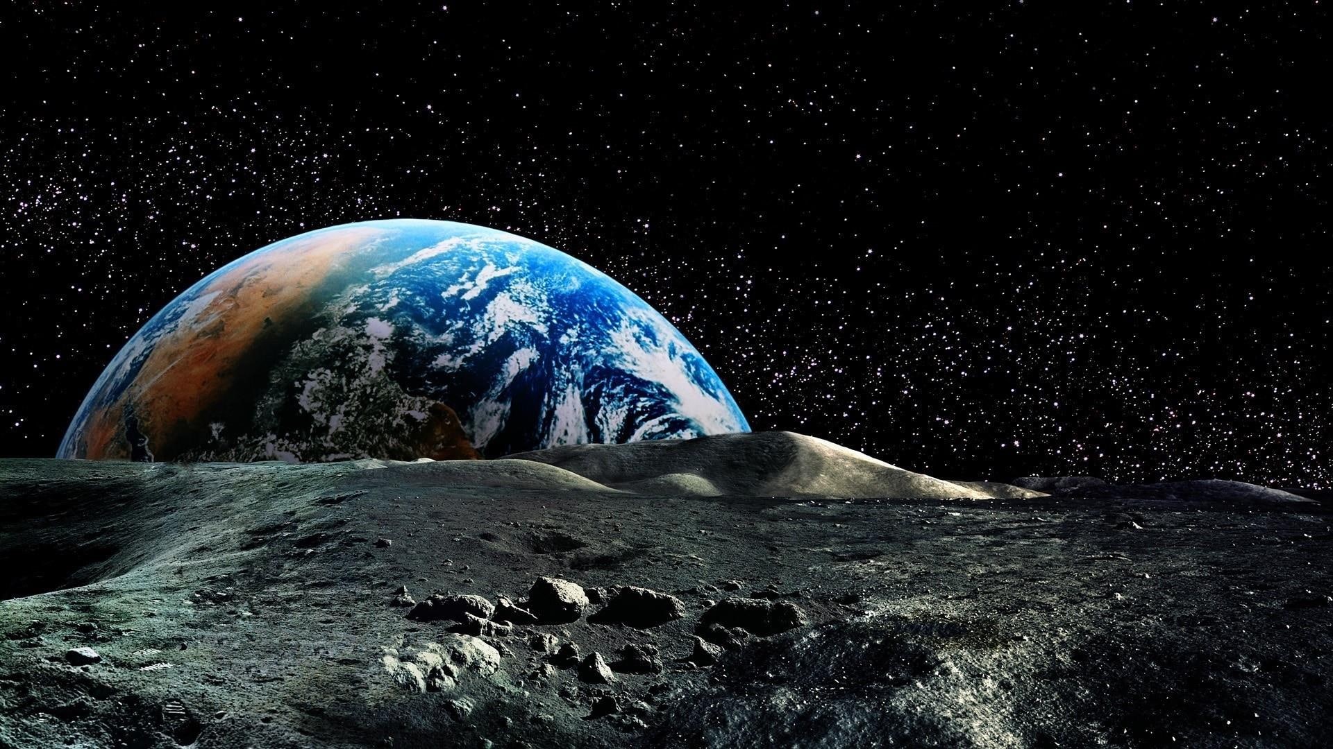 planet, space, stars, 1080P, earth, moon, HD Wallpaper