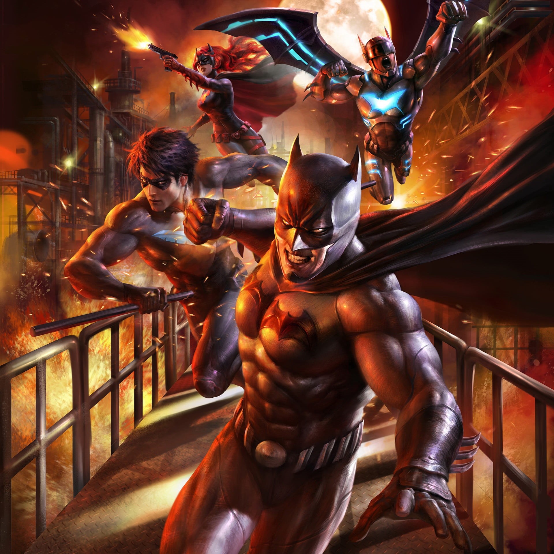 1080P, factory, Batwing, Bad Blood, Batman, Batwoman, Nightwing, DC Animated Universe, Phone HD Wallpaper