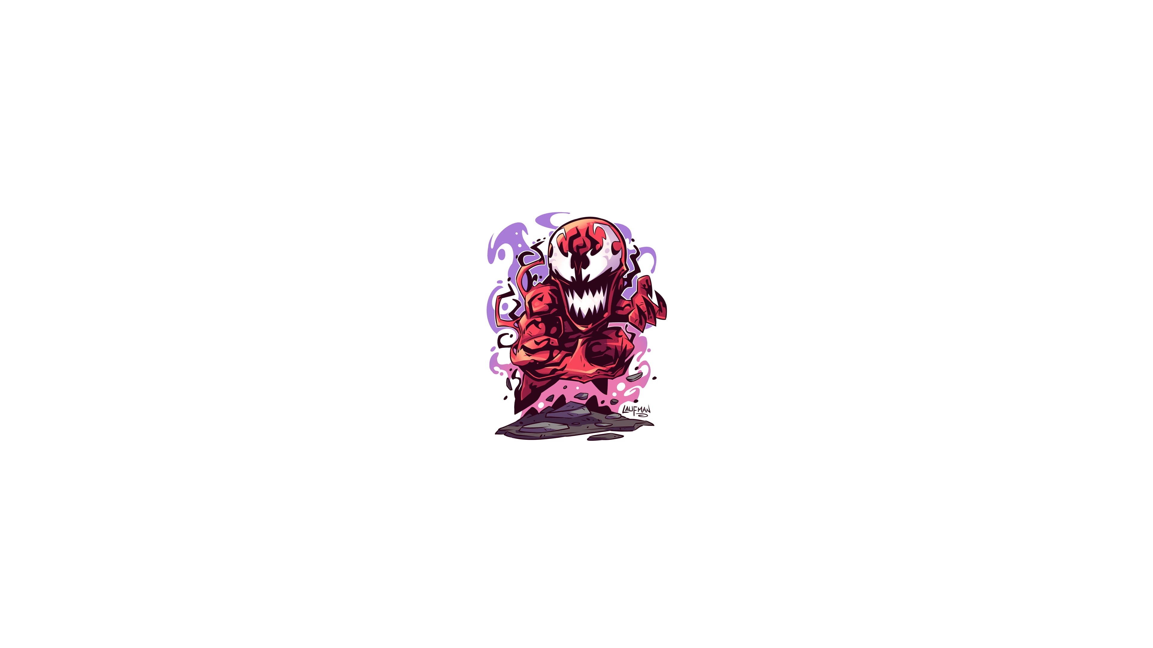 Marvel Super Heroes, Derek Laufman, Carnage, super villain, minimalism, Marvel Comics, 4K, chibi, Marvel Heroes, villain, HD Wallpaper