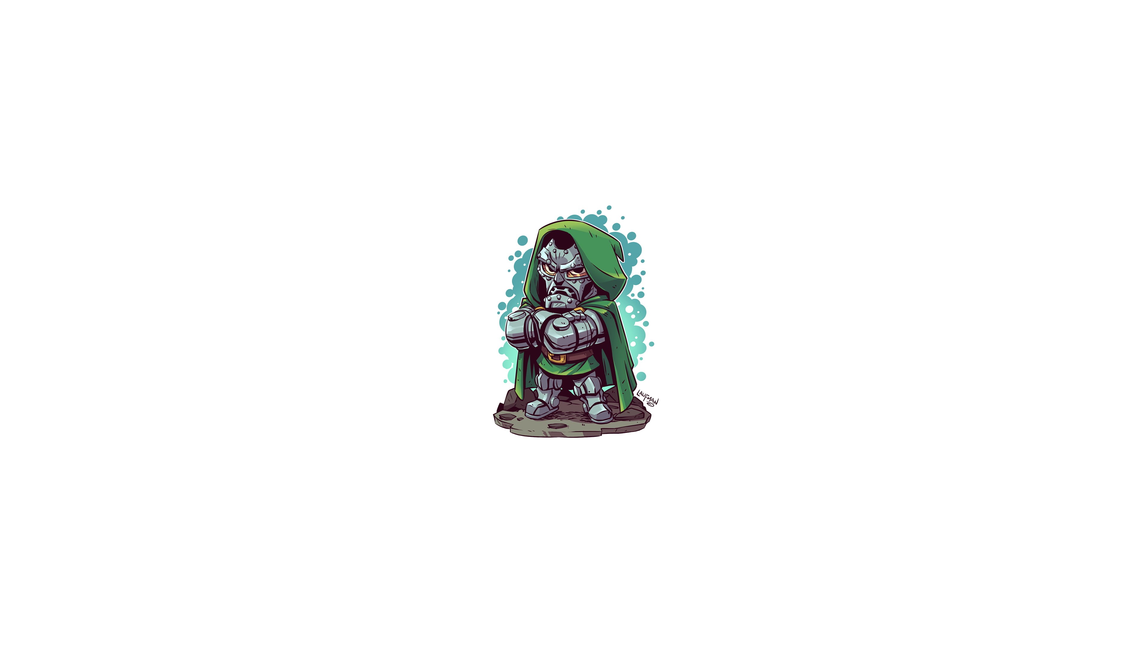 Marvel Heroes, Derek Laufman, villain, Marvel Comics, Fantastic Four, chibi, super villain, 4K, Marvel Super Heroes, Dr. Doom, minimalism, HD Wallpaper
