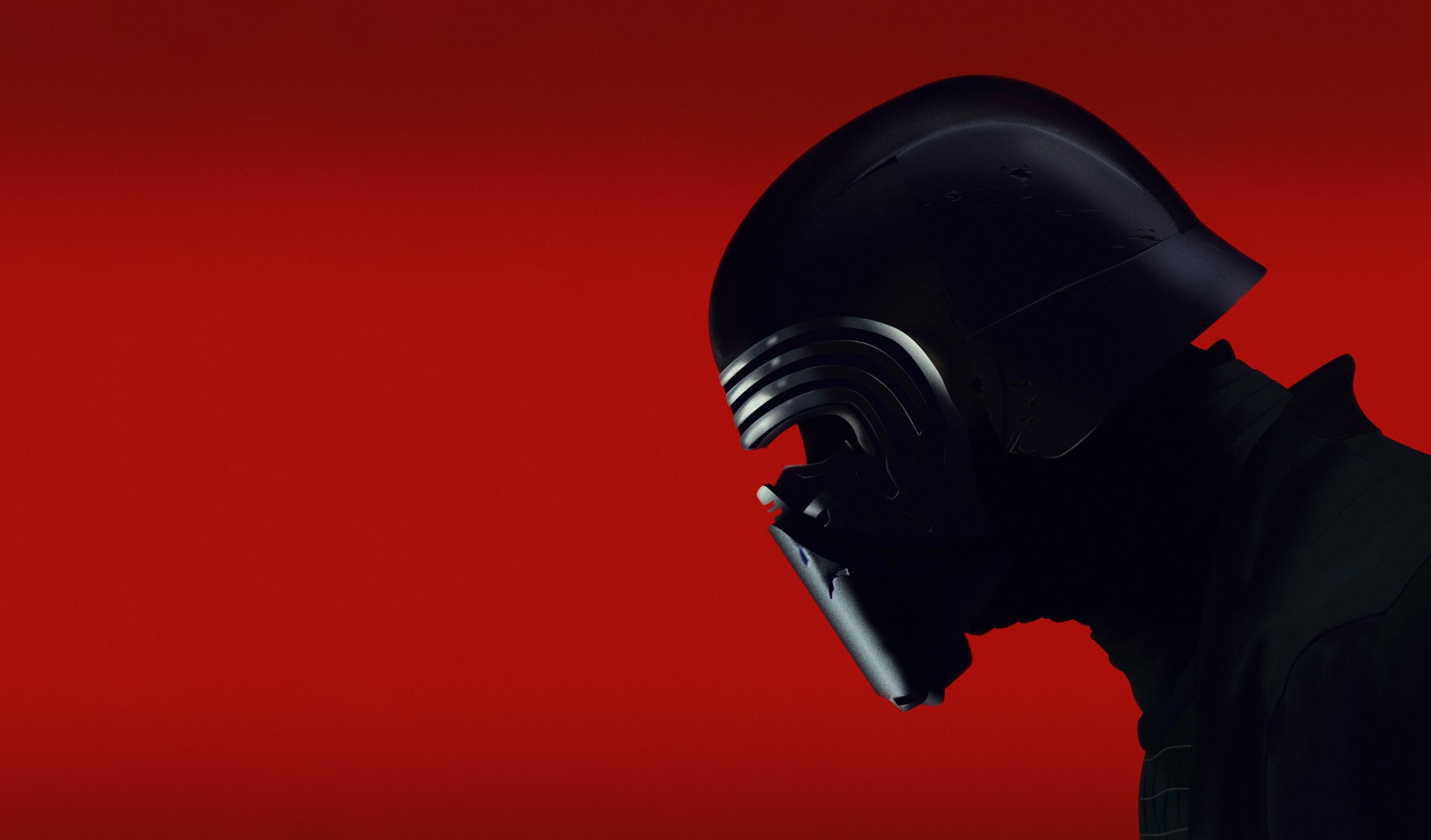 helmet, red background, Kylo Ren, 2K, Star Wars, Star Wars Villains, HD Wallpaper