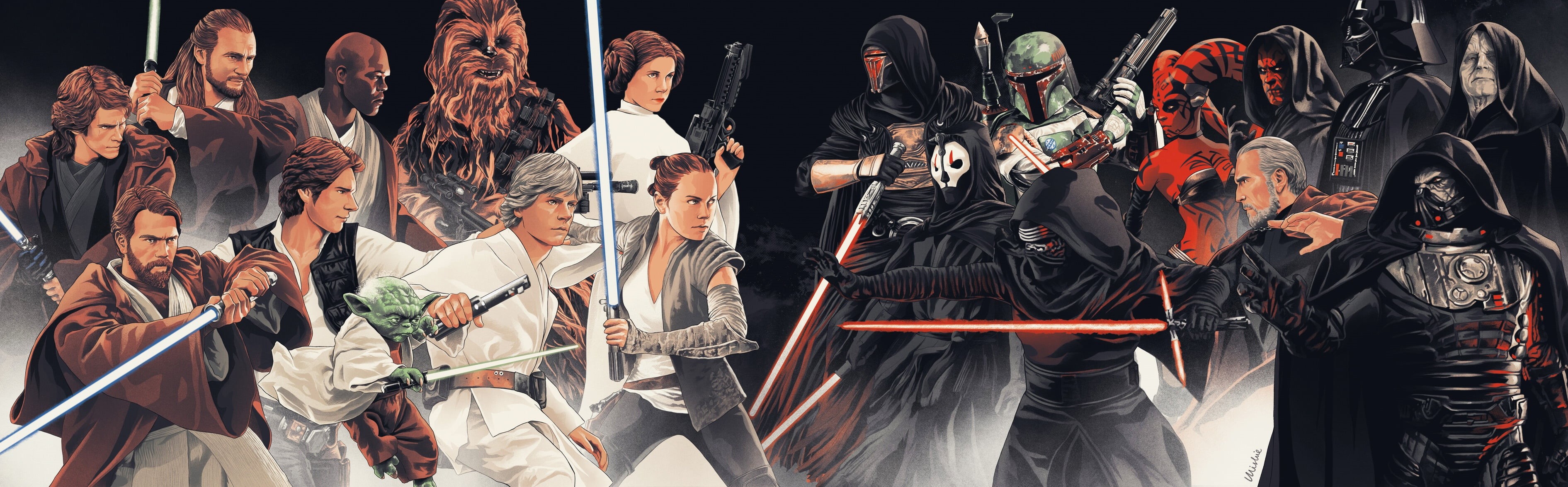science fiction, Star Wars, artwork, Star Wars Villains, Star Wars Heroes, 2K, HD Wallpaper