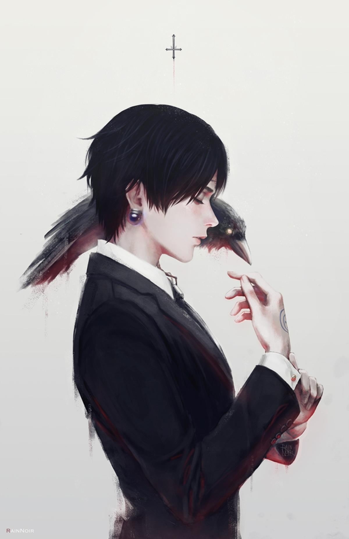 arts culture and entertainment, raven, women, performance, Chrollo Lucifer, long hair, hairstyle, portrait, one person, child, offspring, childhood, side view, Phone HD Wallpaper
