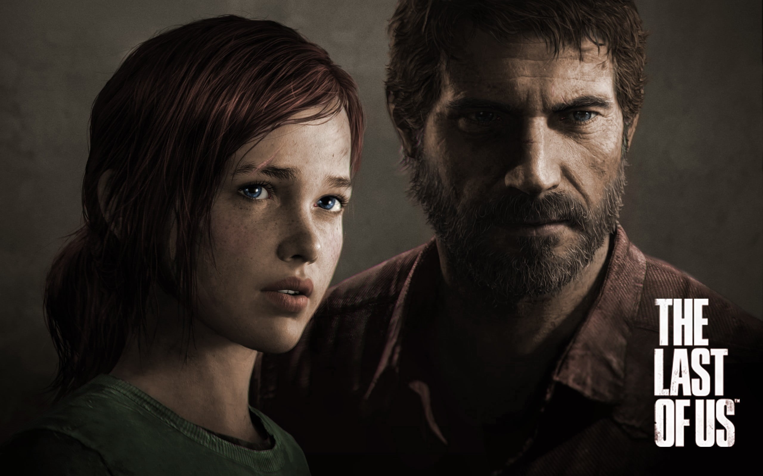 dark, headshot, males, indoors, togetherness, females, looking At Camera, serious, Joel, looking, The Last of Us, portrait, heterosexual Couple, copy Space, HD Wallpaper