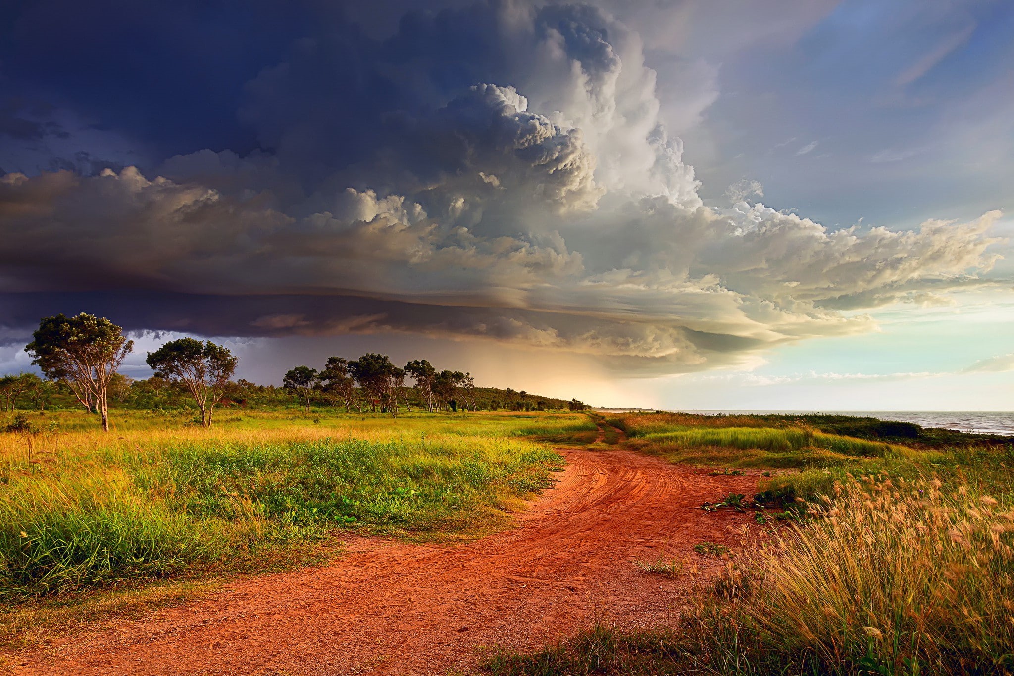 sky, clouds, cyclone, Australia, 1080P, shore road, storm, HD Wallpaper