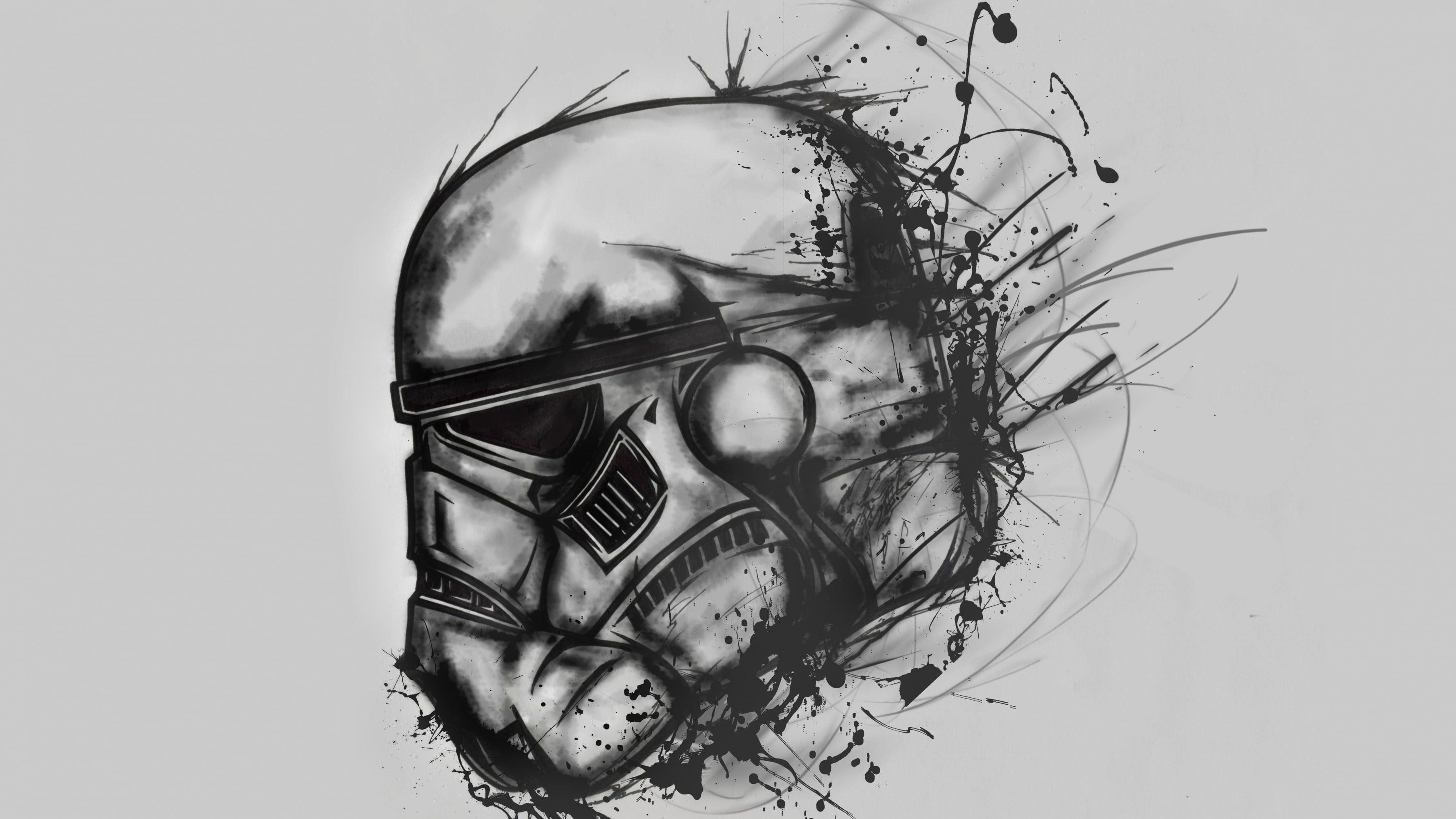 trooper, human body part, Star Wars, digital composite, indoors, white background, women, hair, one person, creativity, stormtrooper, close-up, painting, HD Wallpaper