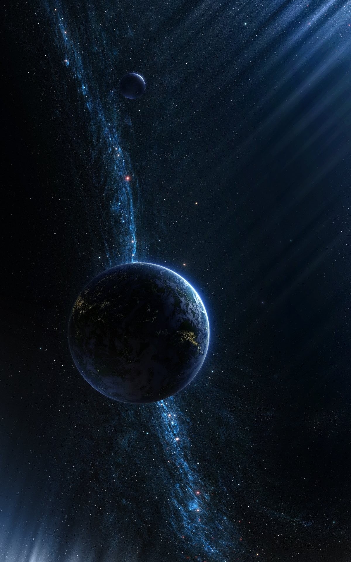 backgrounds, universe, dark, black color, light - natural phenomenon, planet - space, astronomy, sun rays, 1080P, CGI, sky, science, eclipse, space, portrait display, Phone HD Wallpaper