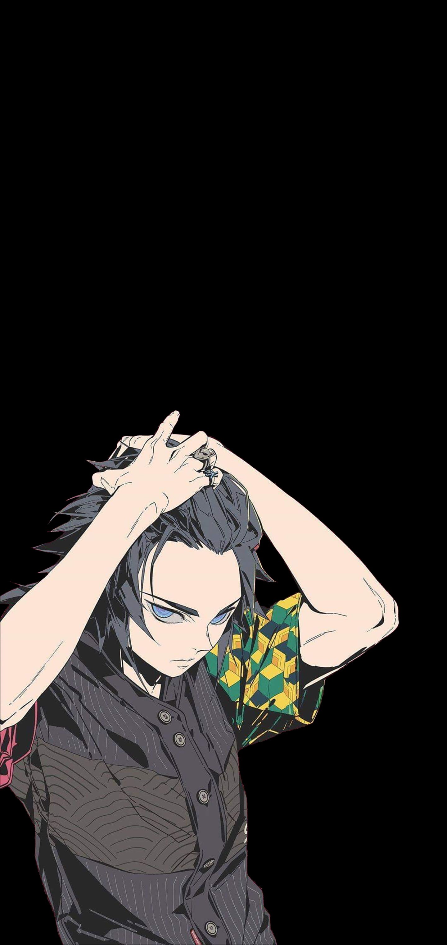 anime boys, dark, amoled, 2K, Phone HD Wallpaper