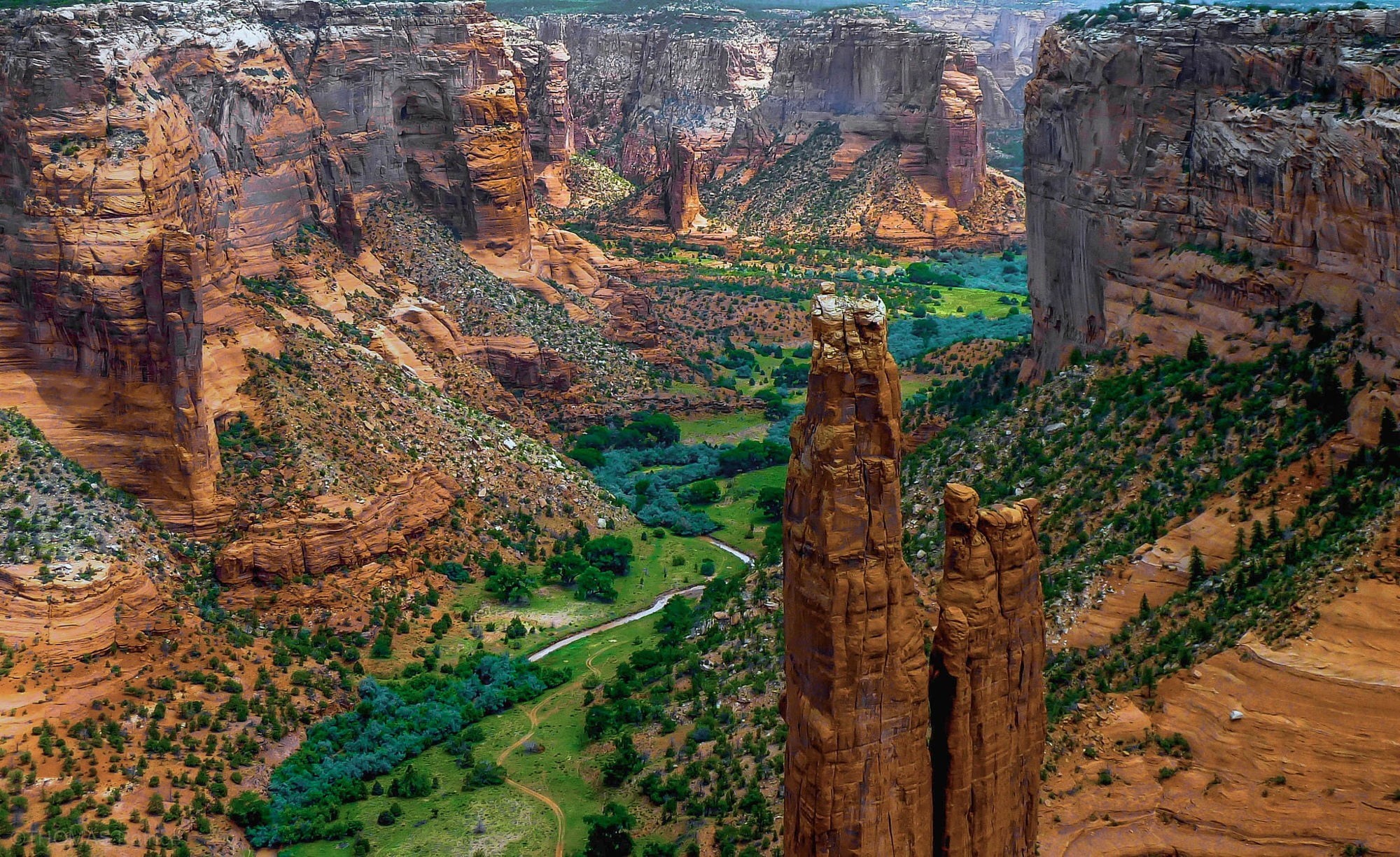 canyon, Canyon De Chelly National Monument, geology, tranquility, landscape, USA, tree, day, rock formation, non-urban scene, tranquil scene, land, 1080P, HD Wallpaper