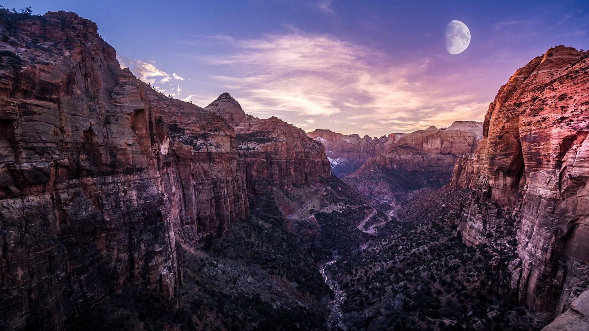 eroded, nature, full moon, escarpment, environment, united states, tranquil scene, outdoors, rock formation, travel, moon, landscape, sandstone, non-urban scene, HD Wallpaper