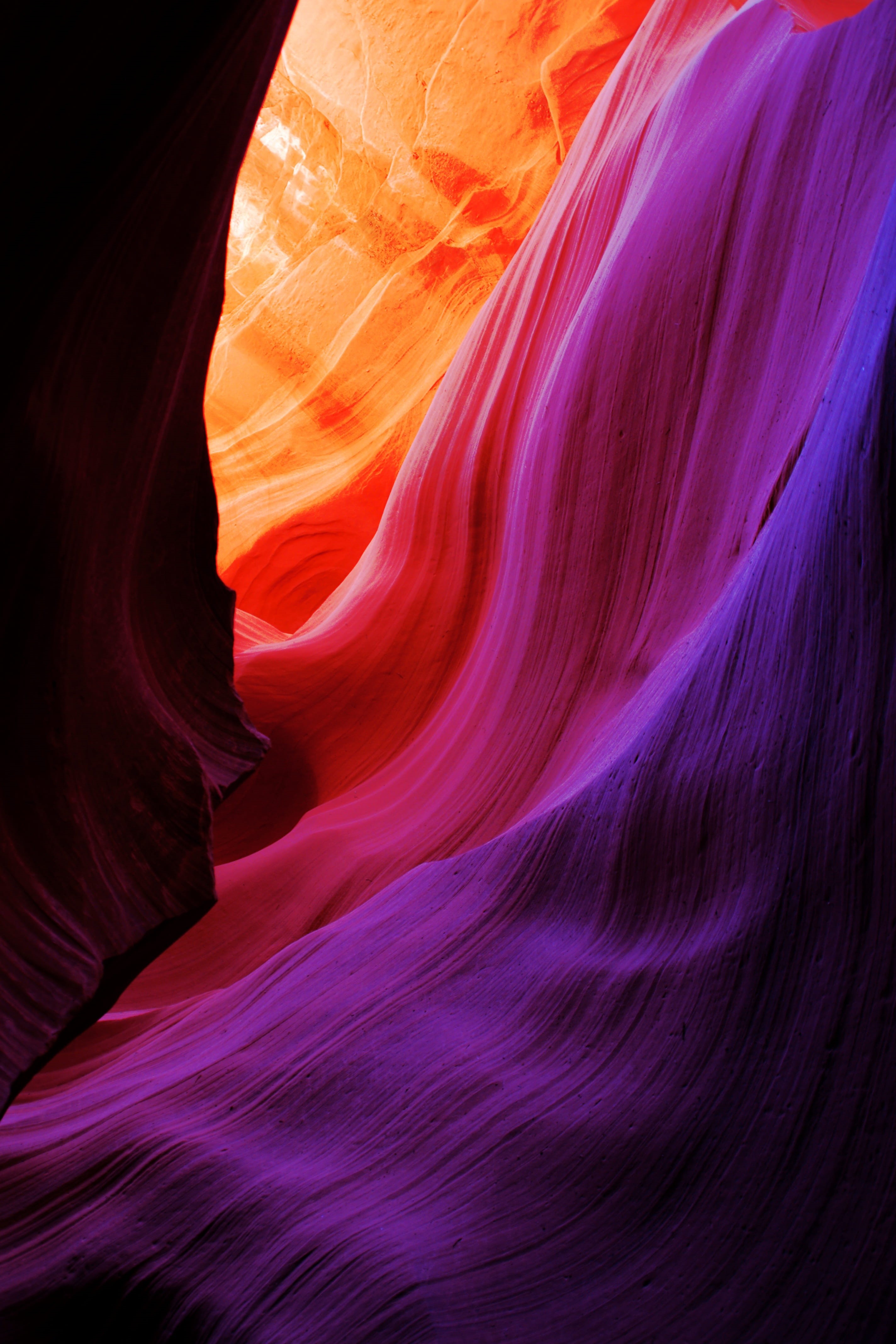 travel destinations, travel, non-urban scene, purple, rock, antelope canyon,, 4K, physical geography, geology, eroded, sandstone, natural pattern, Phone HD Wallpaper