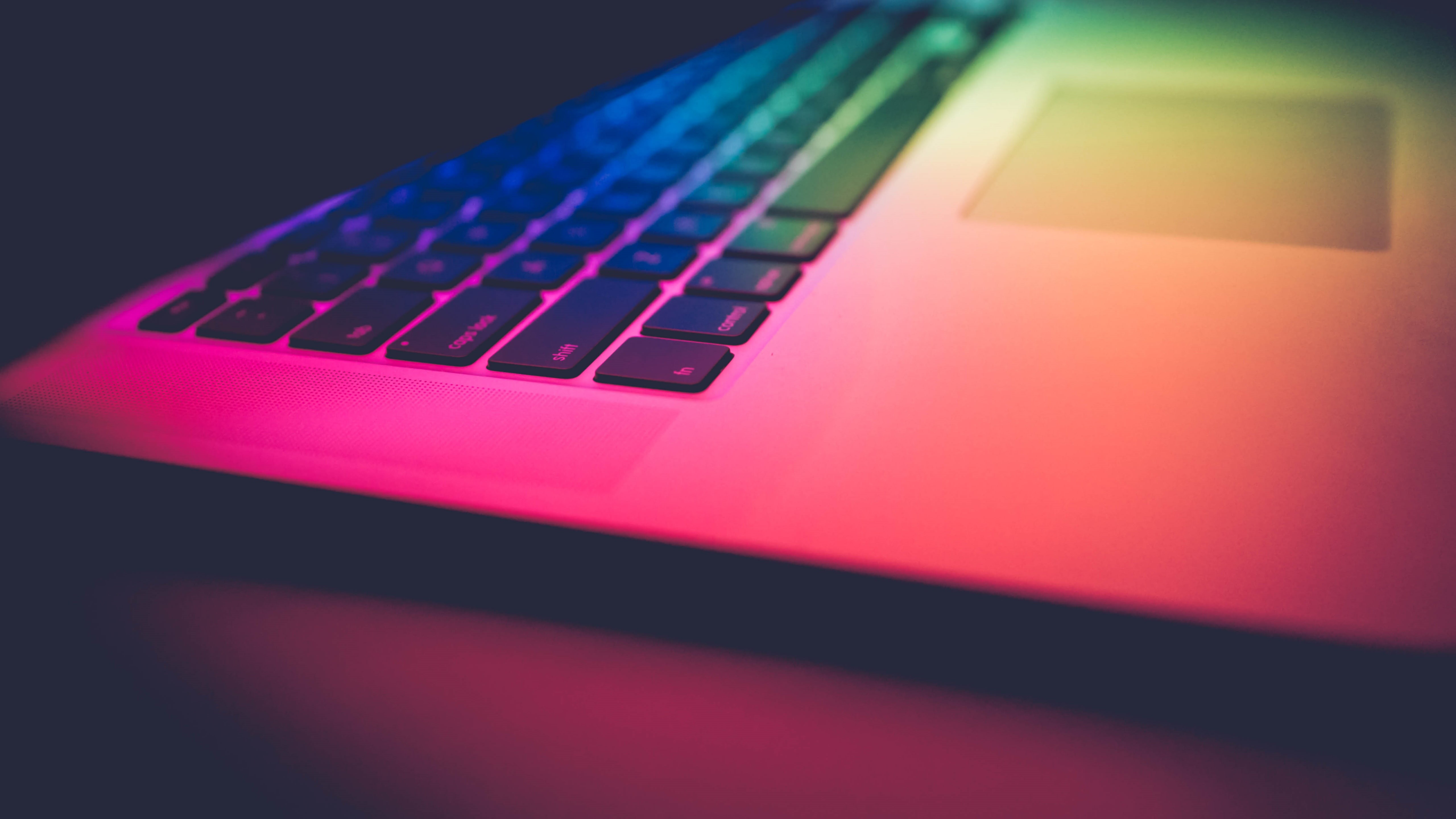 computer, magenta, light, 5k, 5K, 5k uhd, keyboard, laptop, HD Wallpaper