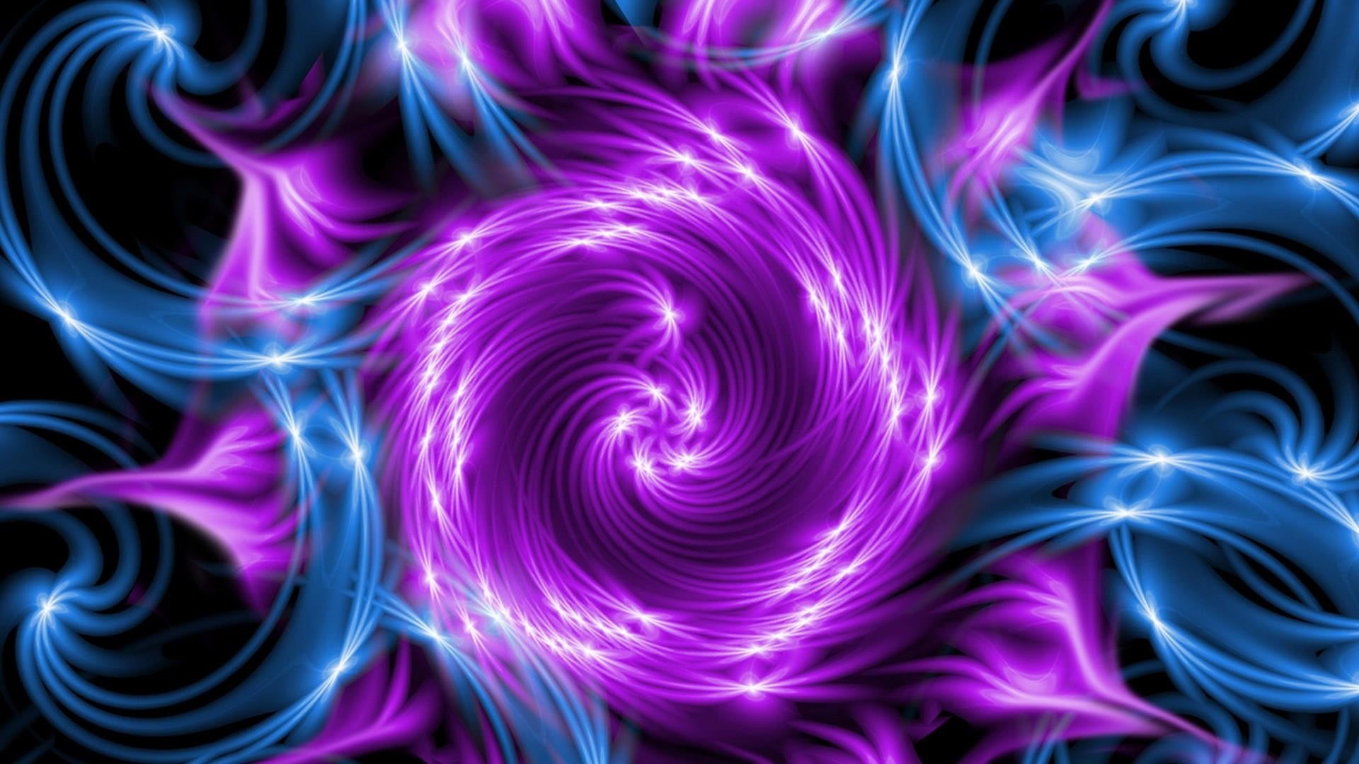 lighting, pattern, graphics, 1080P, psychedelic art, graphic design, swirl, shine, shape, psychedelic, complexity, design, bright, black background, blue, HD Wallpaper