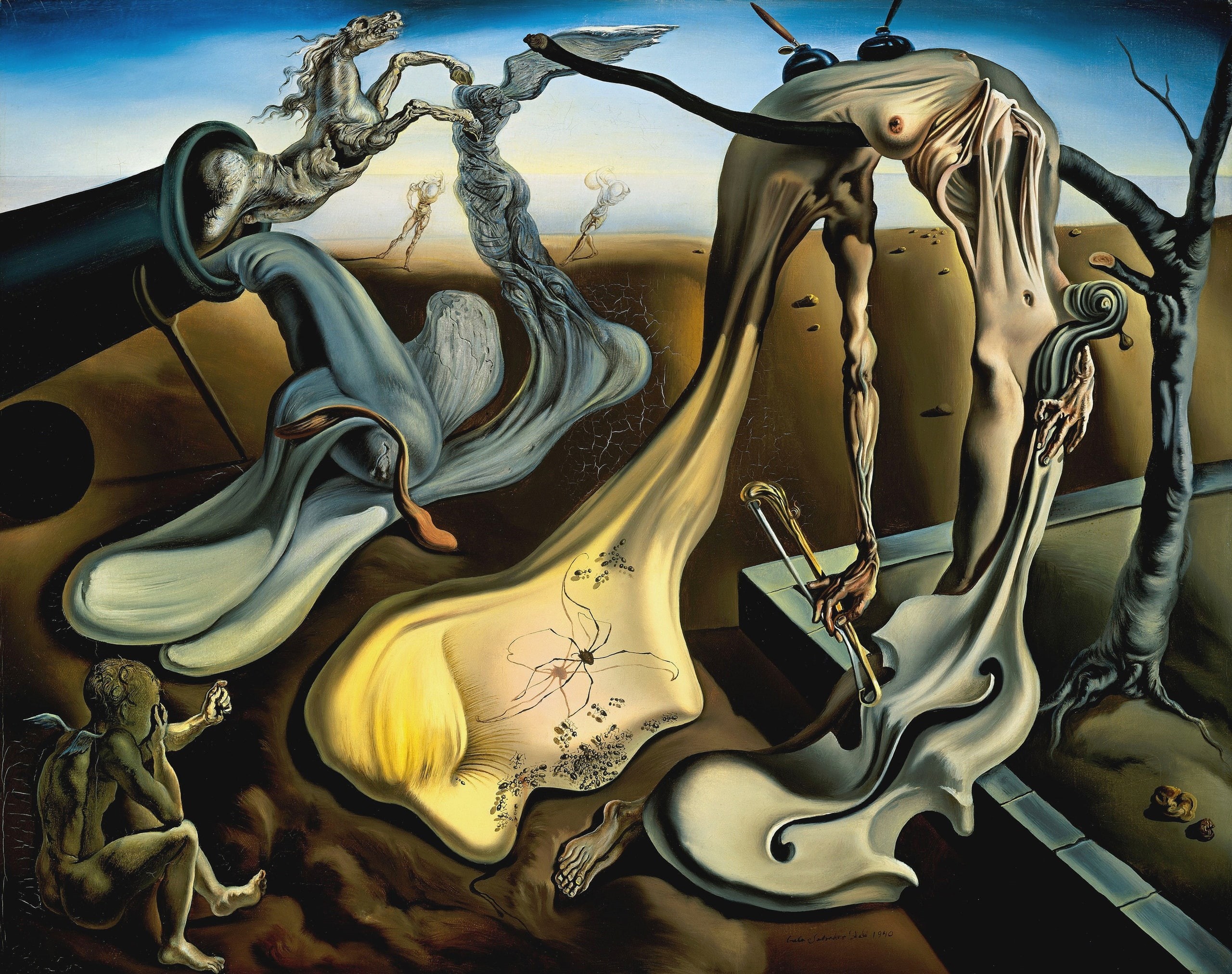 Evening Spider Promises, evening, salvador, spider, Salvador Dali, surrealism, picture, dali, 2K, painting, HD Wallpaper