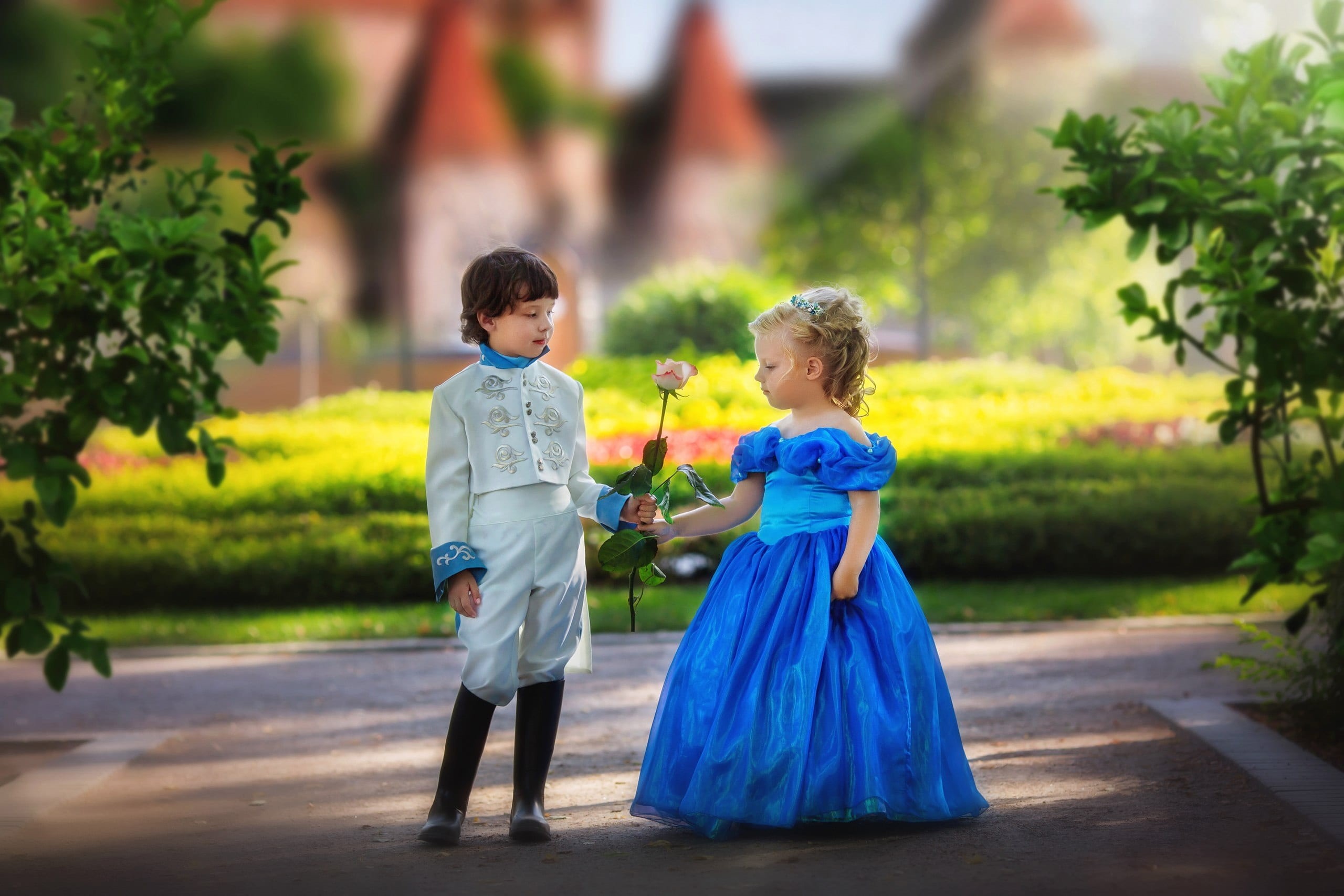 girl, dressing up, offspring, girls, photographing children, child, plant, full length, prince and princess, model, childhood, park, males, suit, hairstyle, HD Wallpaper