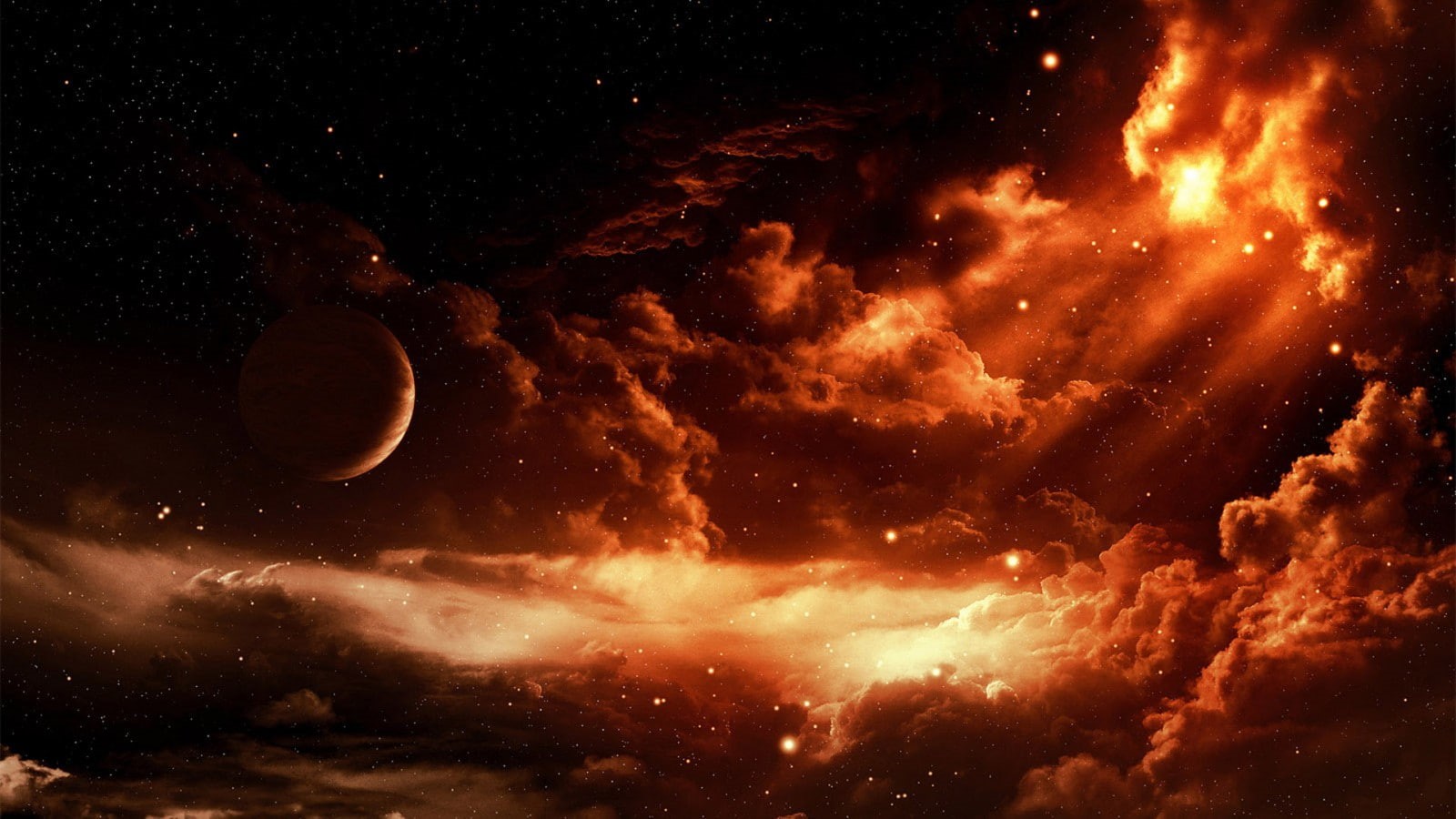 720P, clouds, colorful, universe, abstract, lights, planets, stars, space, HD Wallpaper