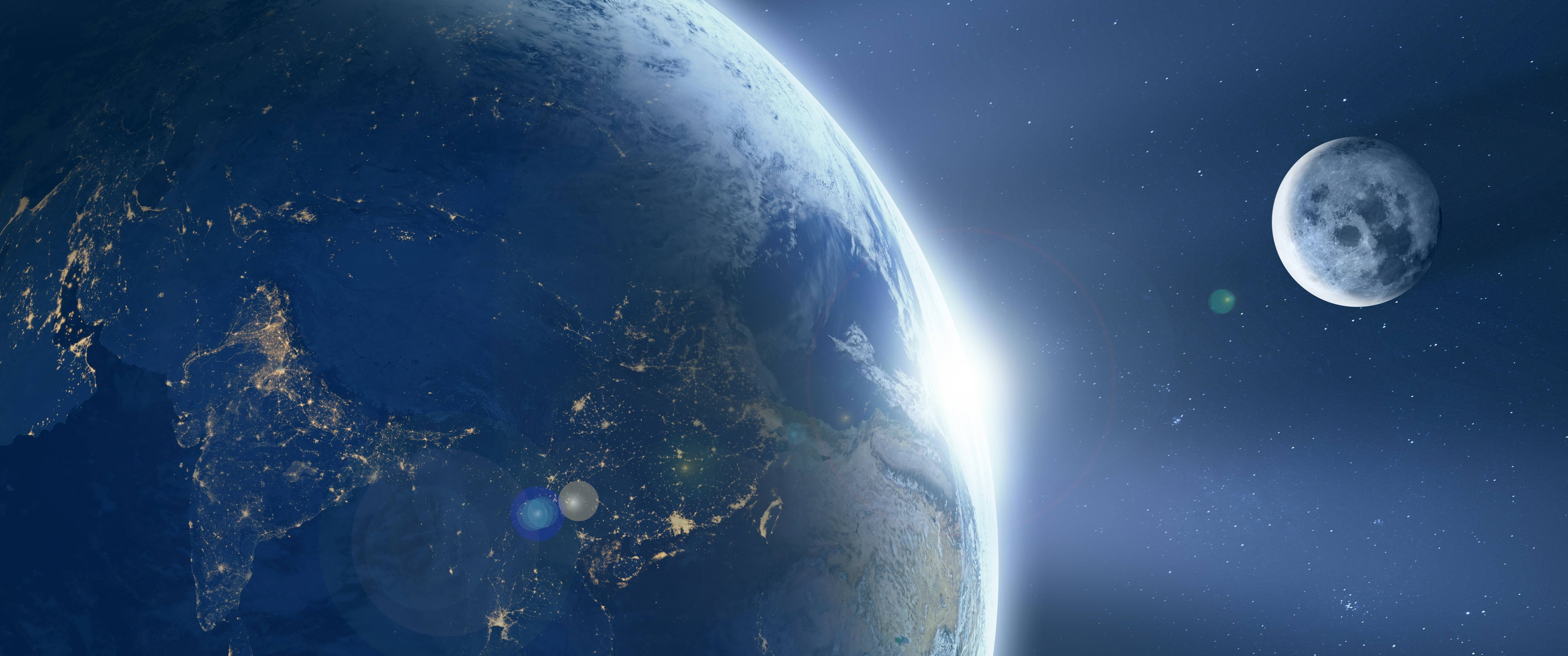 backgrounds, night, eclipse, stratosphere, blue, star - Space, sky, nebula, 5K, space, astronomy, nature, moonlight, globe - Man Made Object, stars, no people, HD Wallpaper