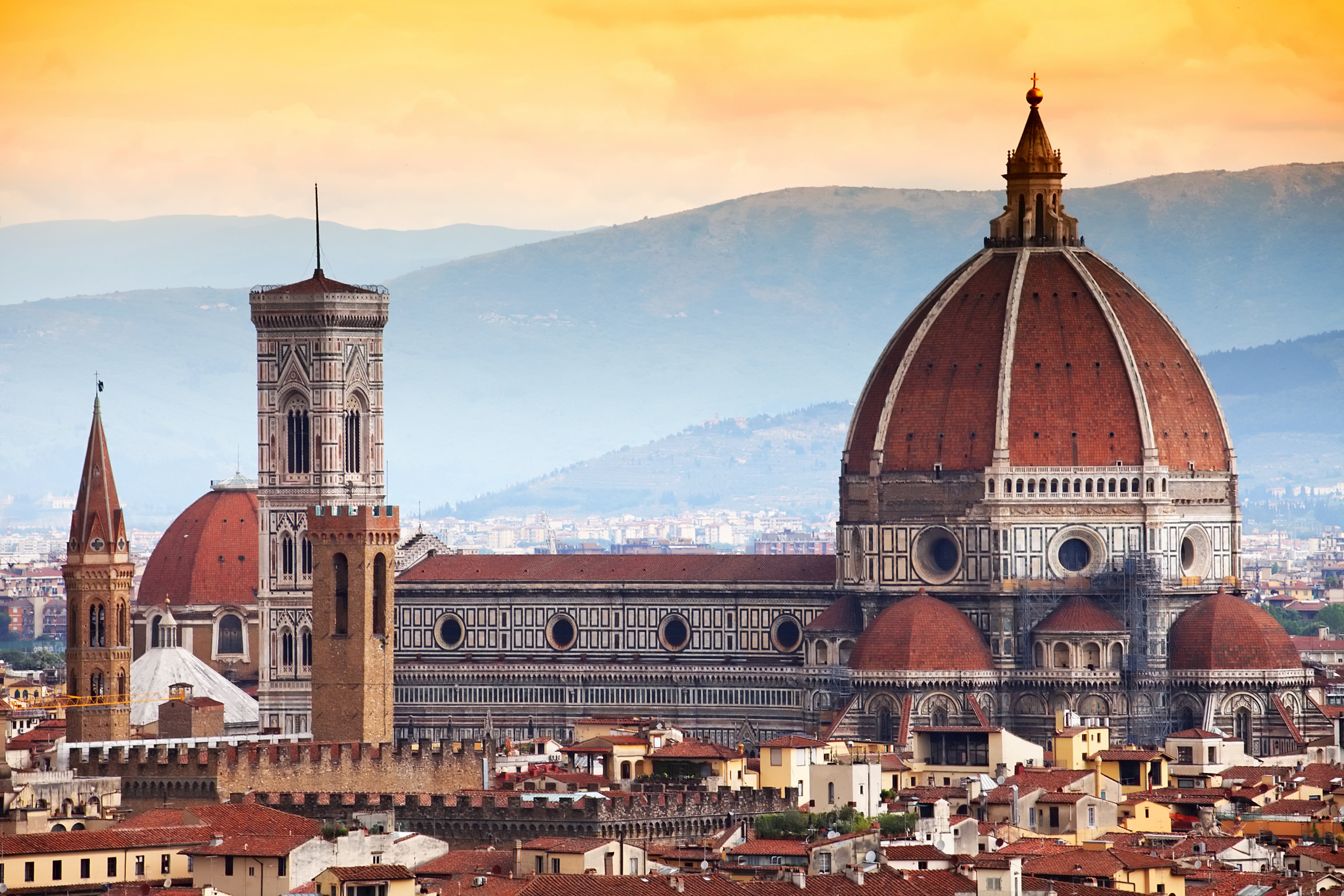 religion, 4K, home, sky, urban Skyline, architecture, panorama, maria Mezcal, no people, spirituality, travel, spire, giotto Di Bondone, Firenze, tower, HD Wallpaper