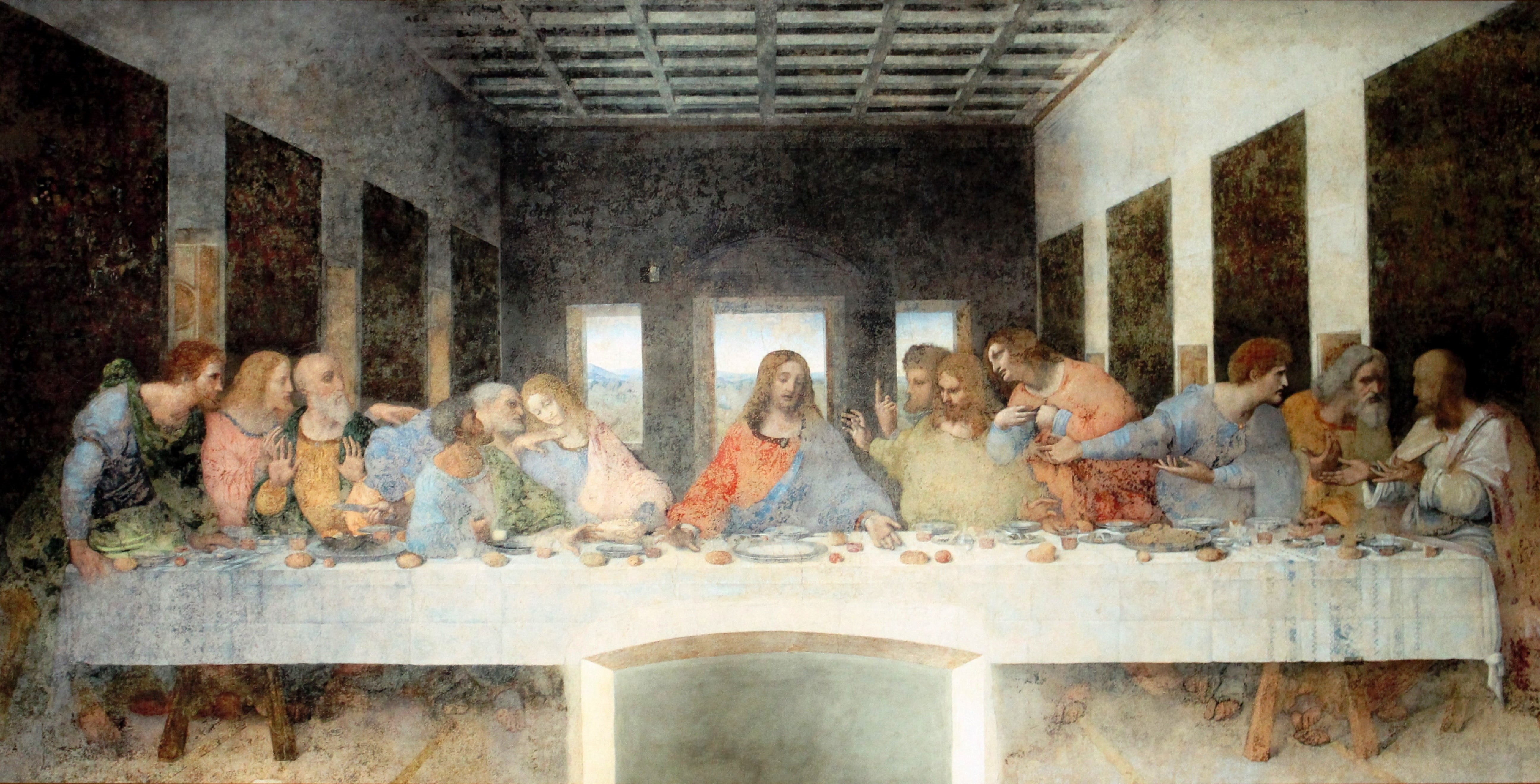 religion, 5K, santa maria delle grazie, young adult, spirituality, milan, group of people, vinci, mural, women, indoors, architecture, males, men, lultima cena, HD Wallpaper