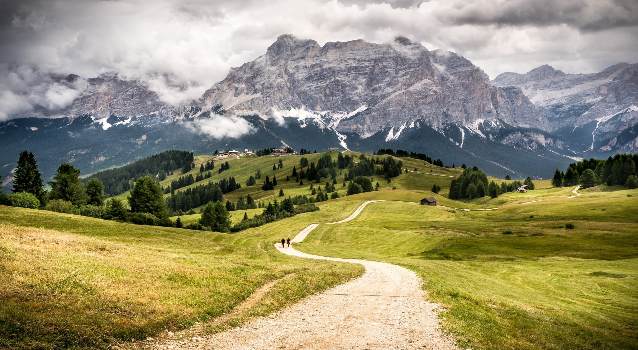 dolomiti, beauty in nature, plant, mountain, alta badia, gray, green color, snowcapped mountain, Lines, 1080P, tranquility, grass, outdoors, mountain range, HD Wallpaper