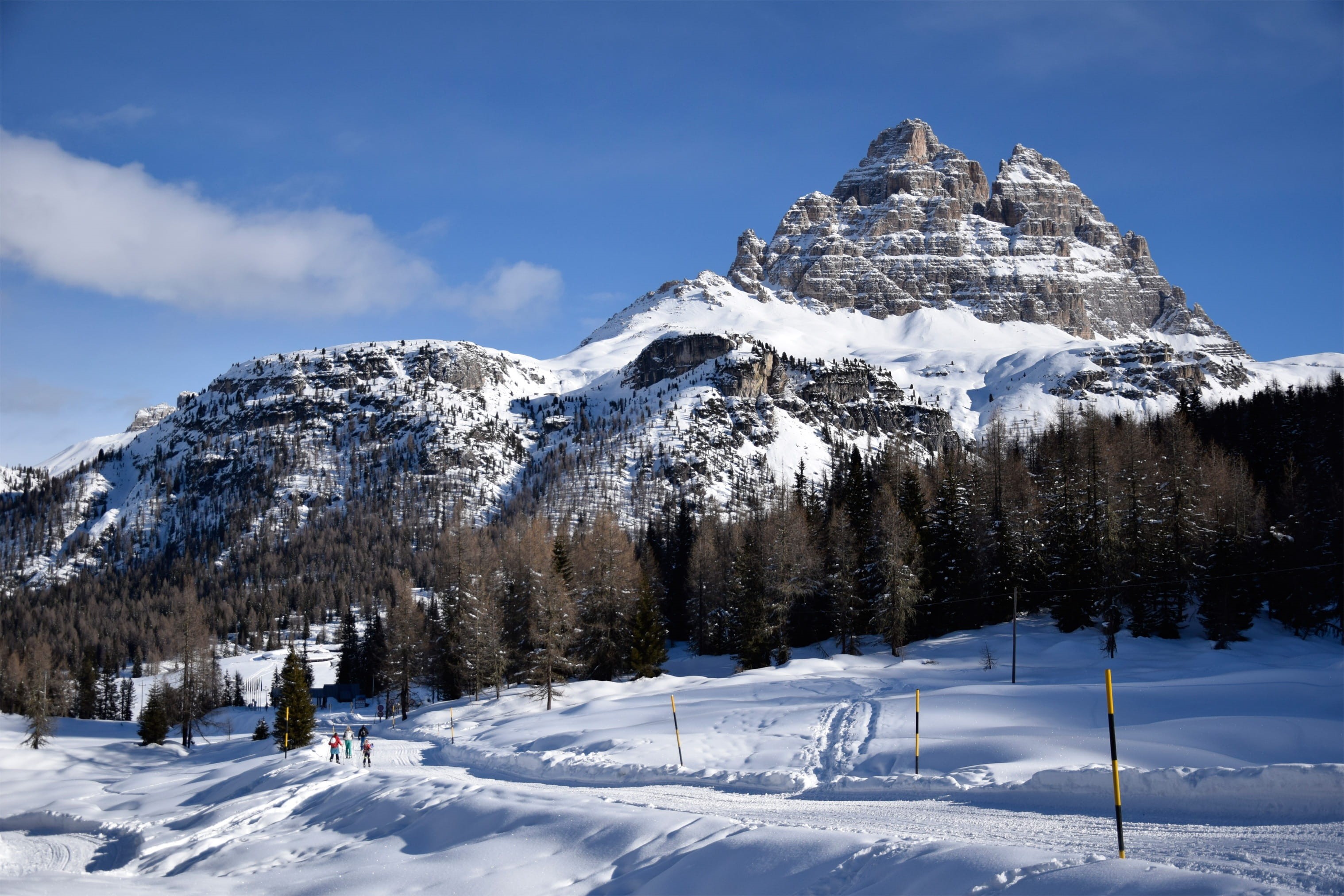 day, sky, 2K, cloud - sky, tranquil scene, dolomites, outdoors, scenics - nature, leisure activity, mountain, south tyrol, landscape, cold temperature, HD Wallpaper