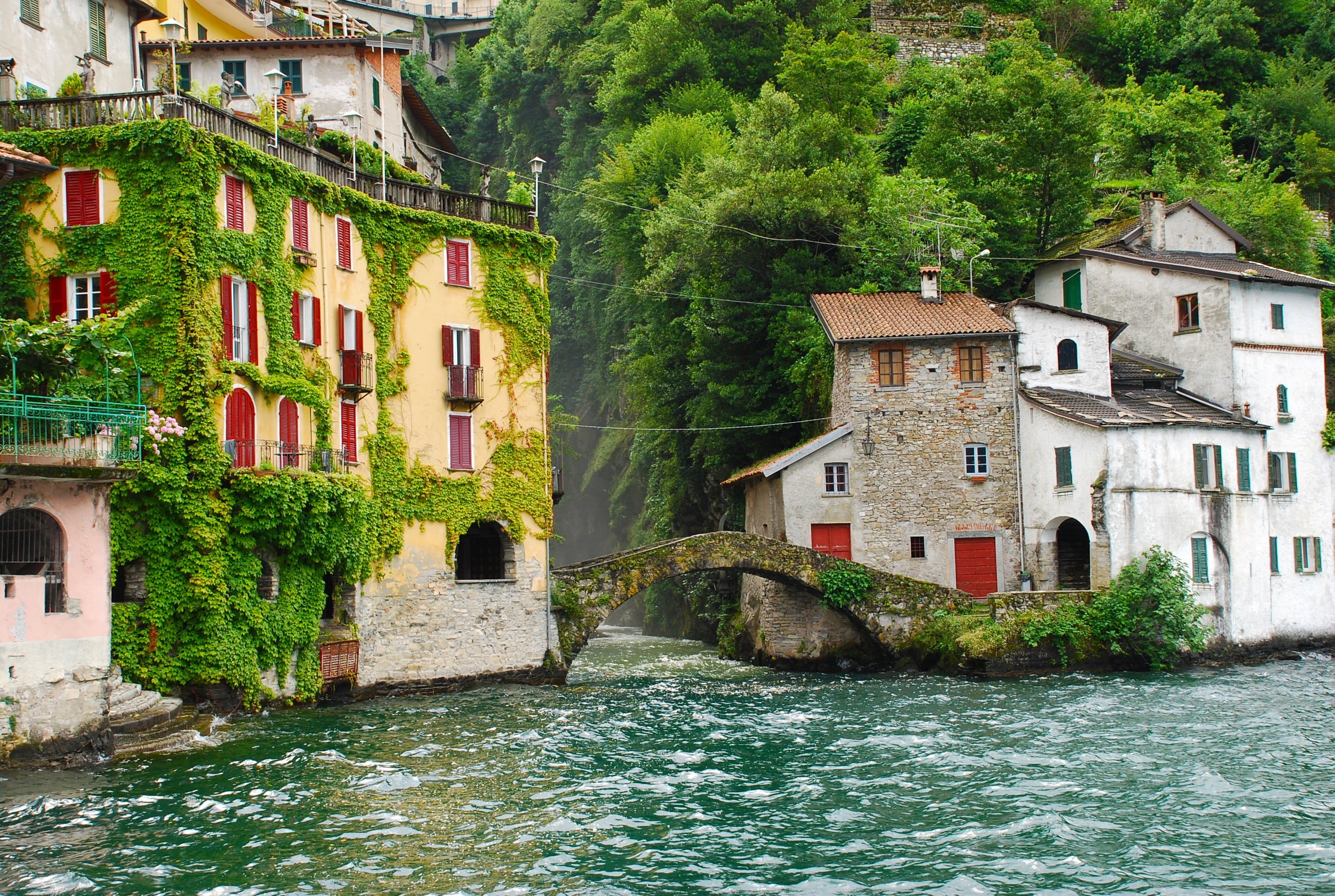 no people, italian, rural, outdoors, Italy, flowing water, picturesque, reflection, water, plant, body, building exterior, trees, near, building, travel destinations, HD Wallpaper