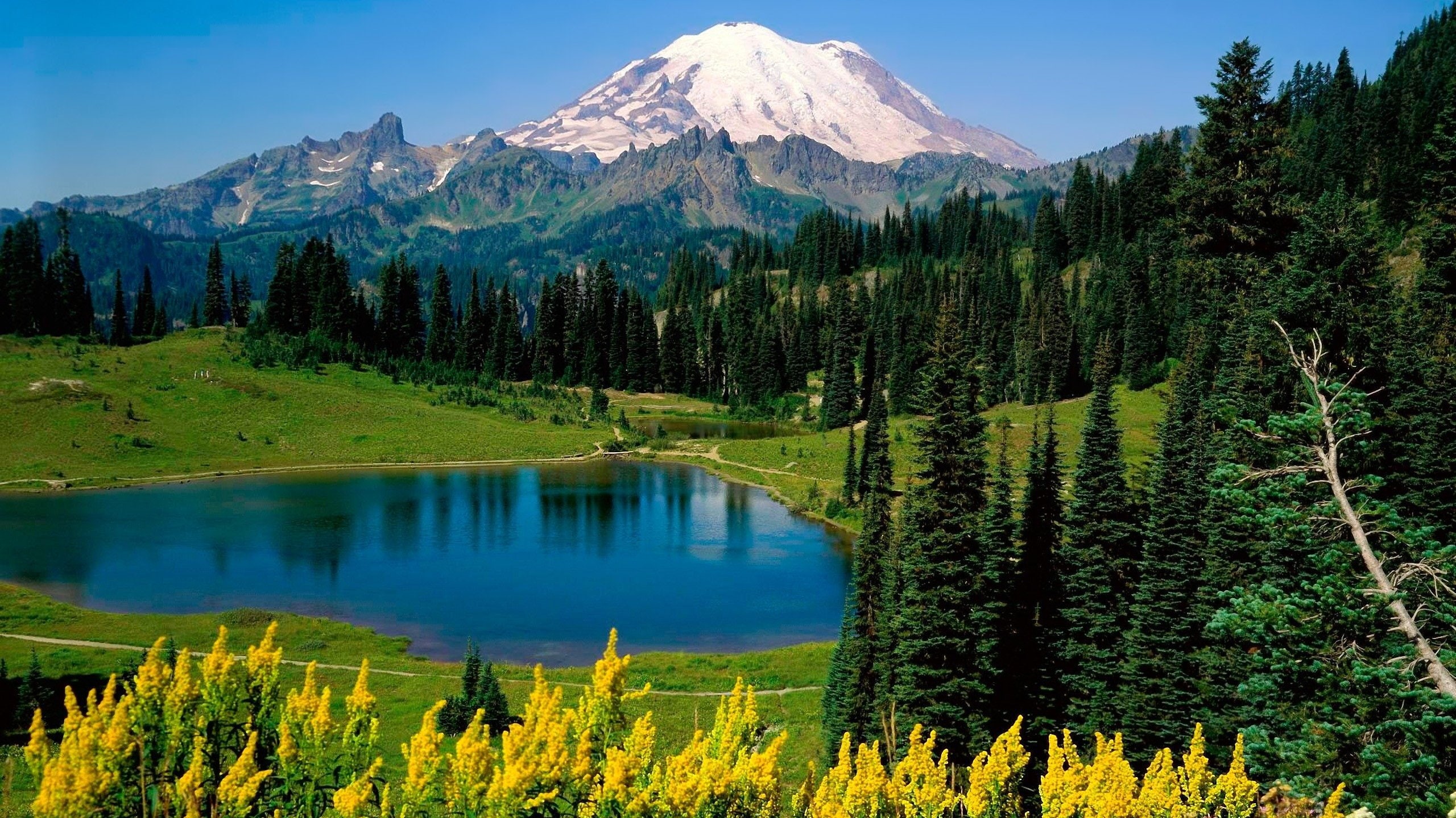 2K, lago, naturaleza, bosque, montaa, HD Wallpaper