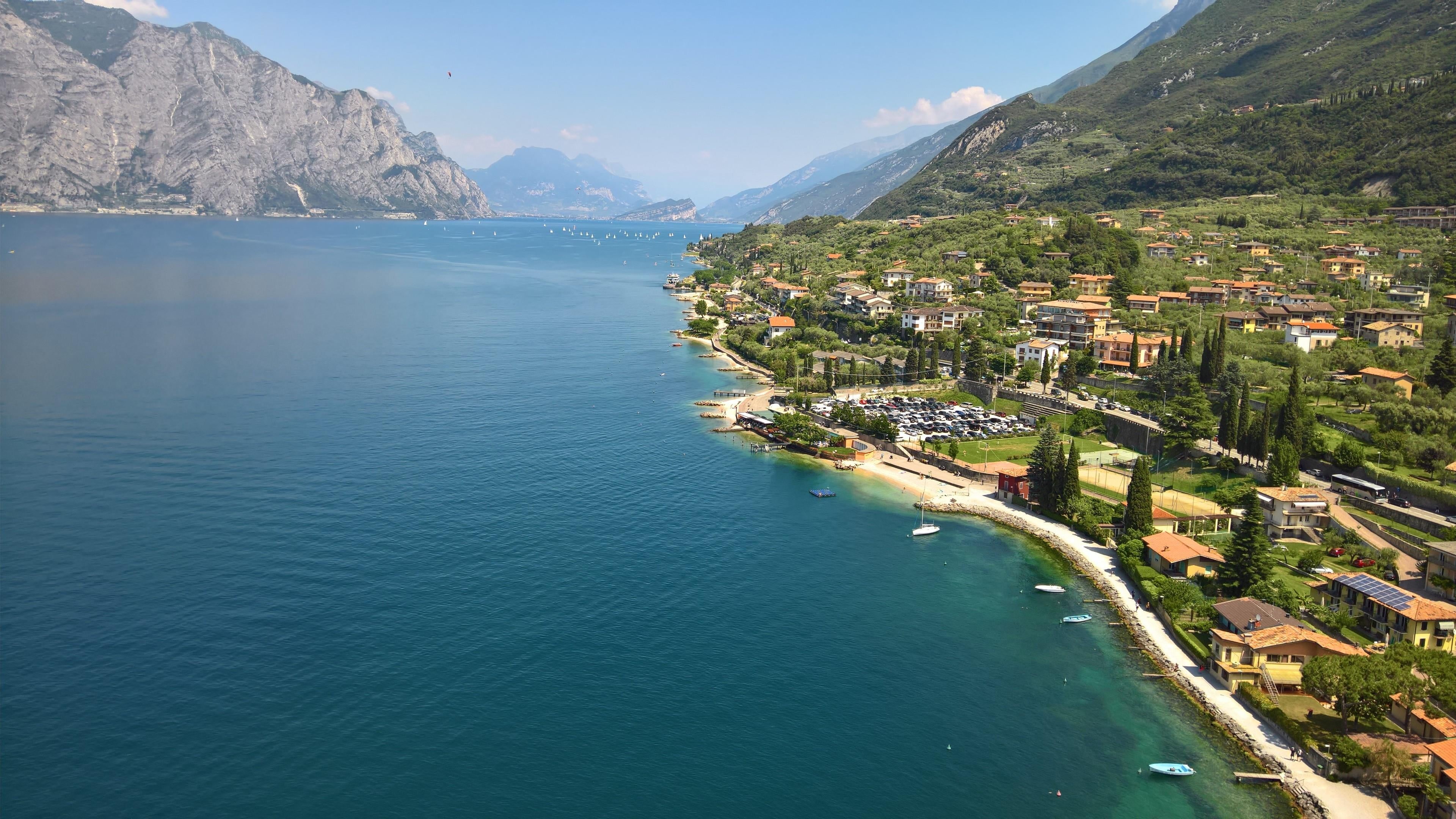 formation, 4K, tranquility, italy, beauty in nature, blue, idyllic, water, sea, mountain, built structure, architecture, mountain range, waterfront, building exterior, HD Wallpaper
