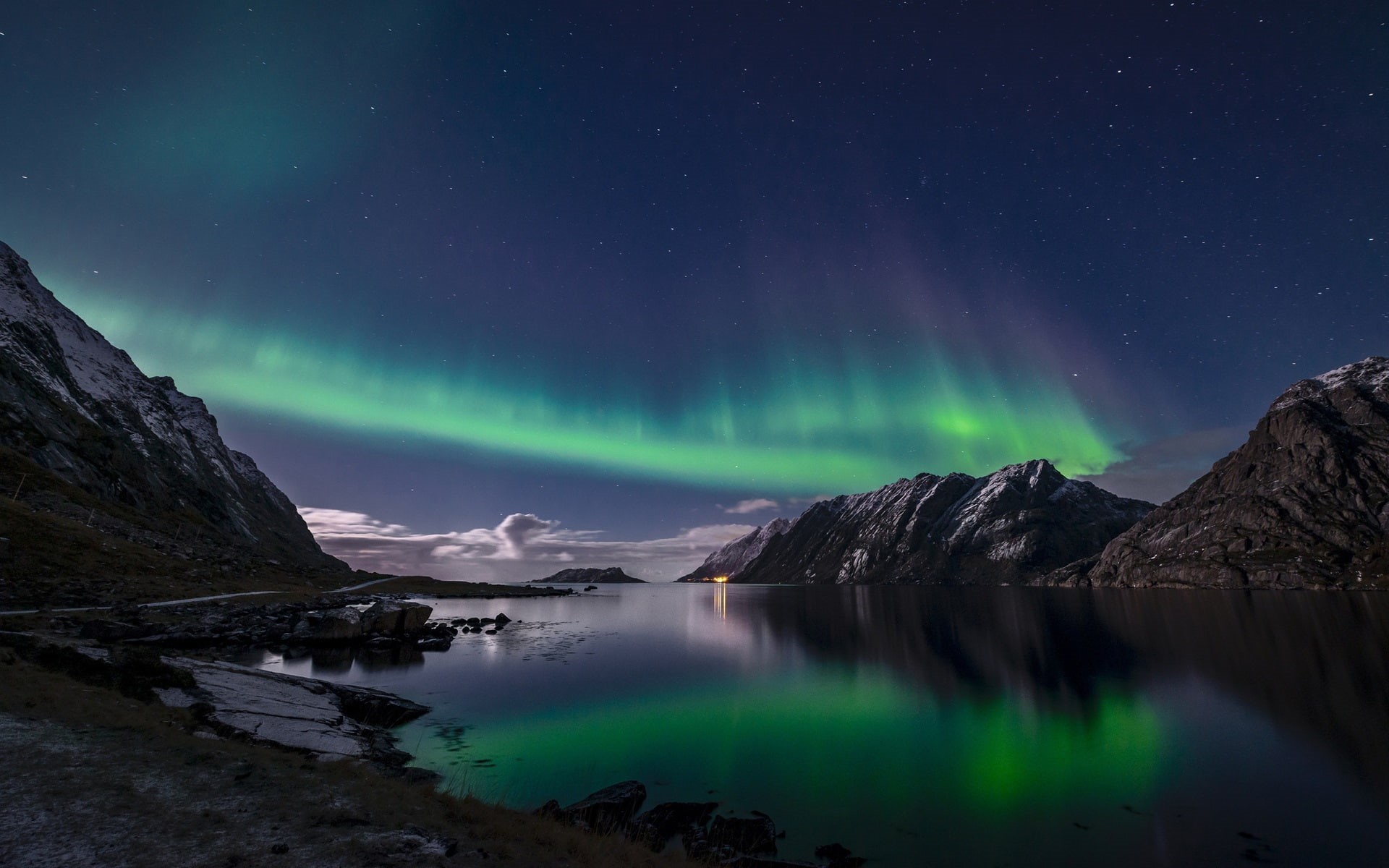 Norway, Islands, Night, Lights, Northern, 1080P, Lofoten, Sea, HD Wallpaper