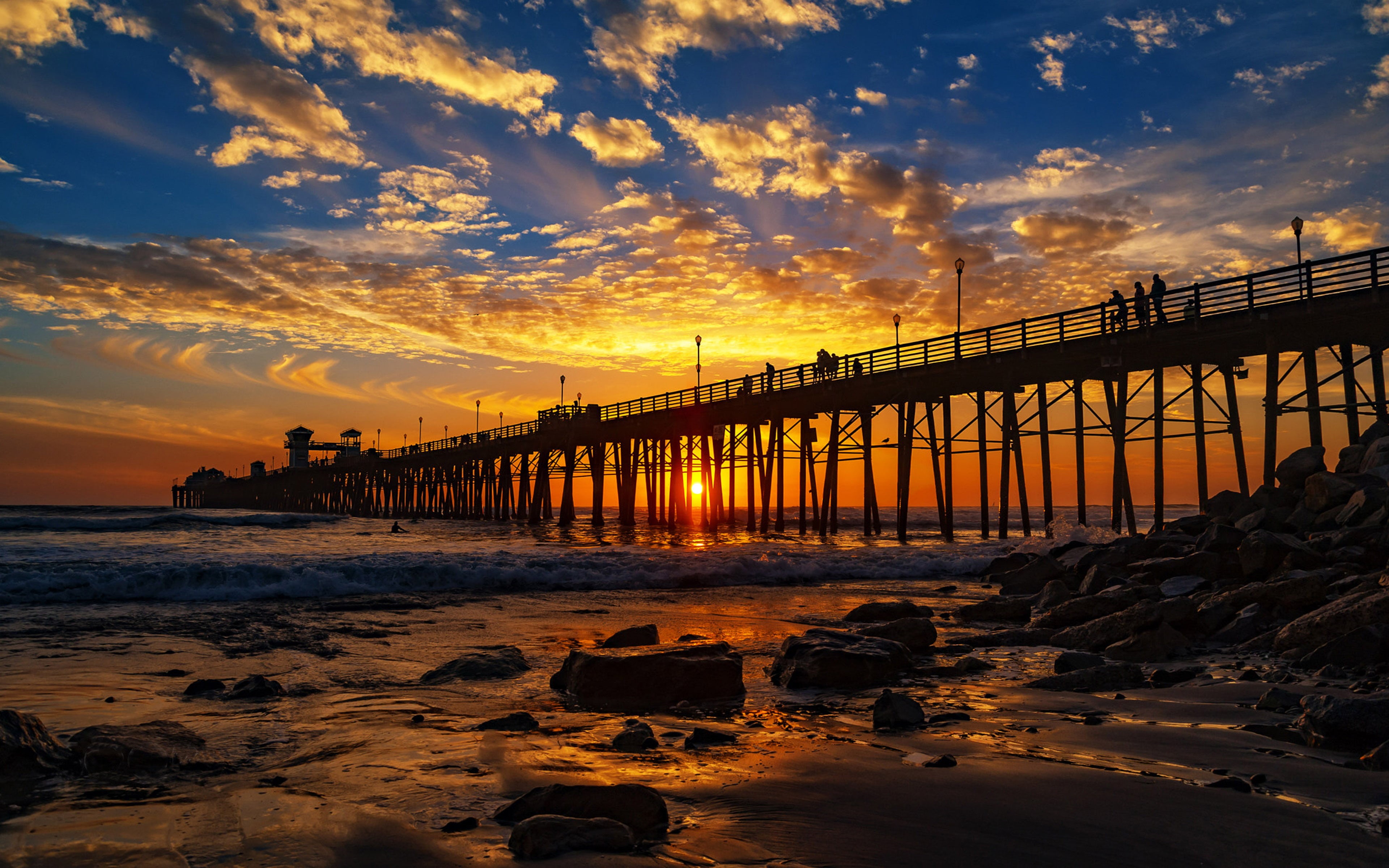 pier, phones, connection, architectural column, beauty in nature, idyllic, rock - object, diego, outdoors, bridge, no people, oceanside, architecture, HD Wallpaper