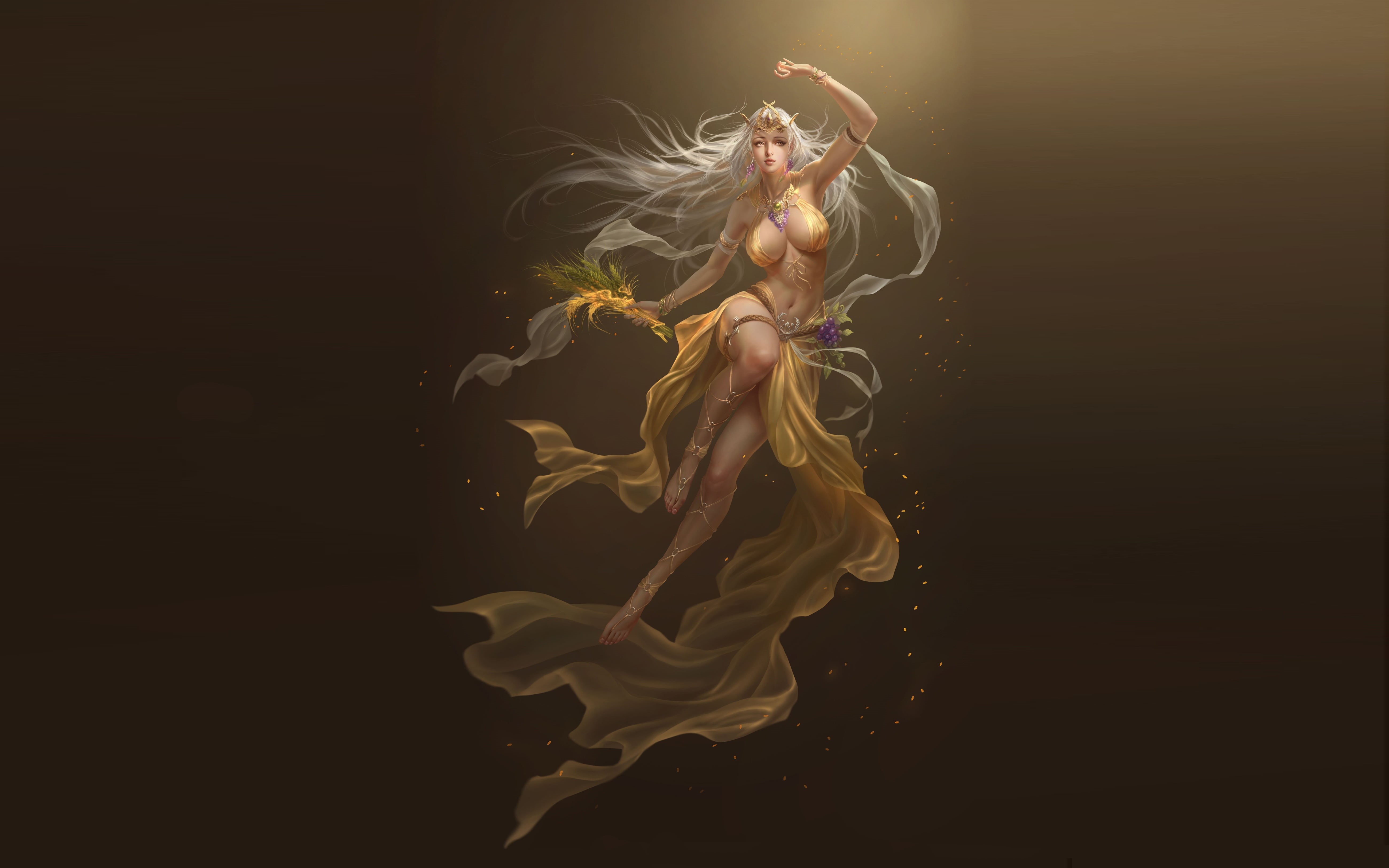 harvest, video, angel, 5K, goddess, league, game, tablet, character, demeter, hd, fantasy, angels, pc, HD Wallpaper