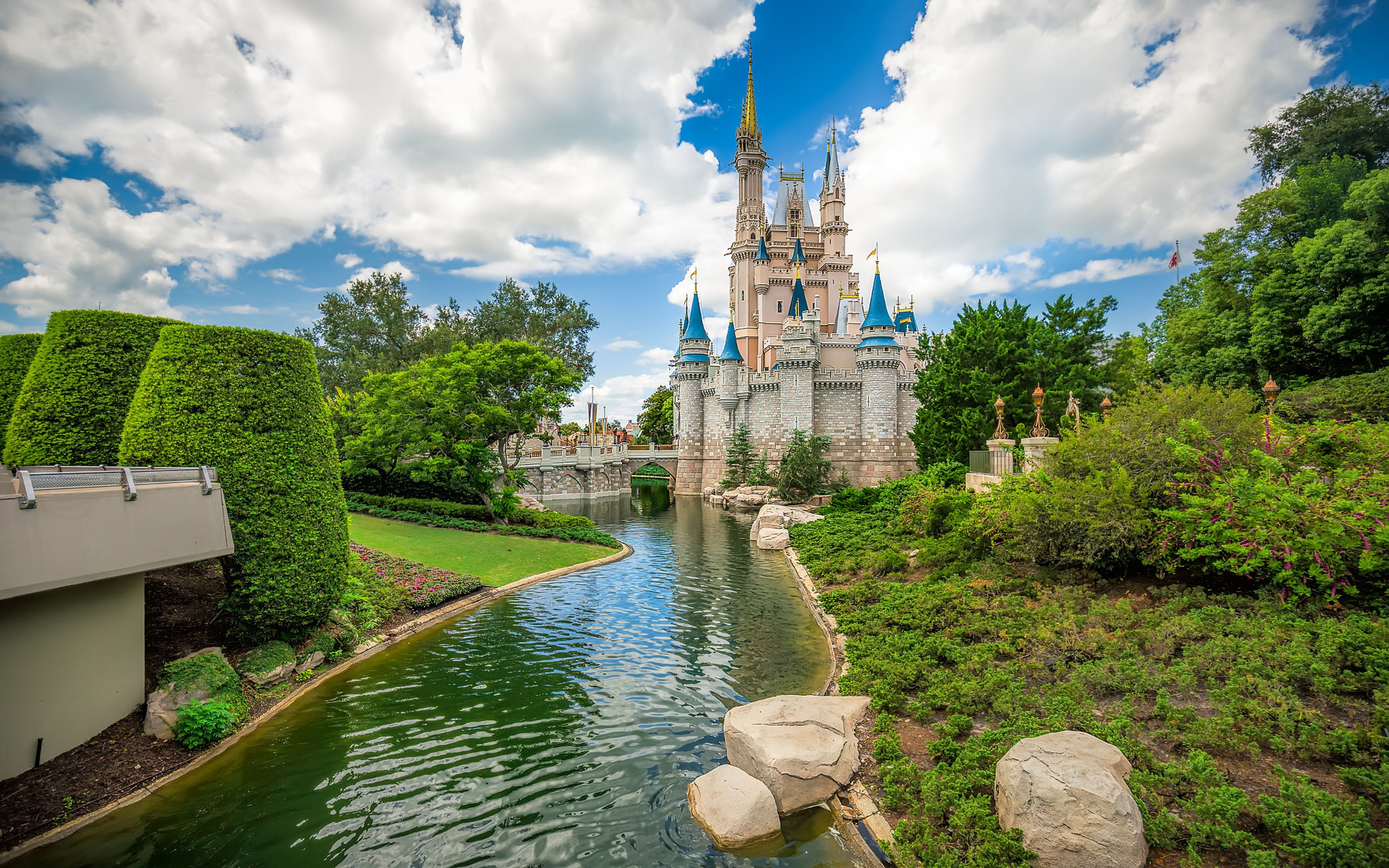 sky, canal, day, no people, cloud - sky, s, tv, desktop, phones, spirituality, green color, building exterior, castle, water, place of worship, hd, built structure, HD Wallpaper