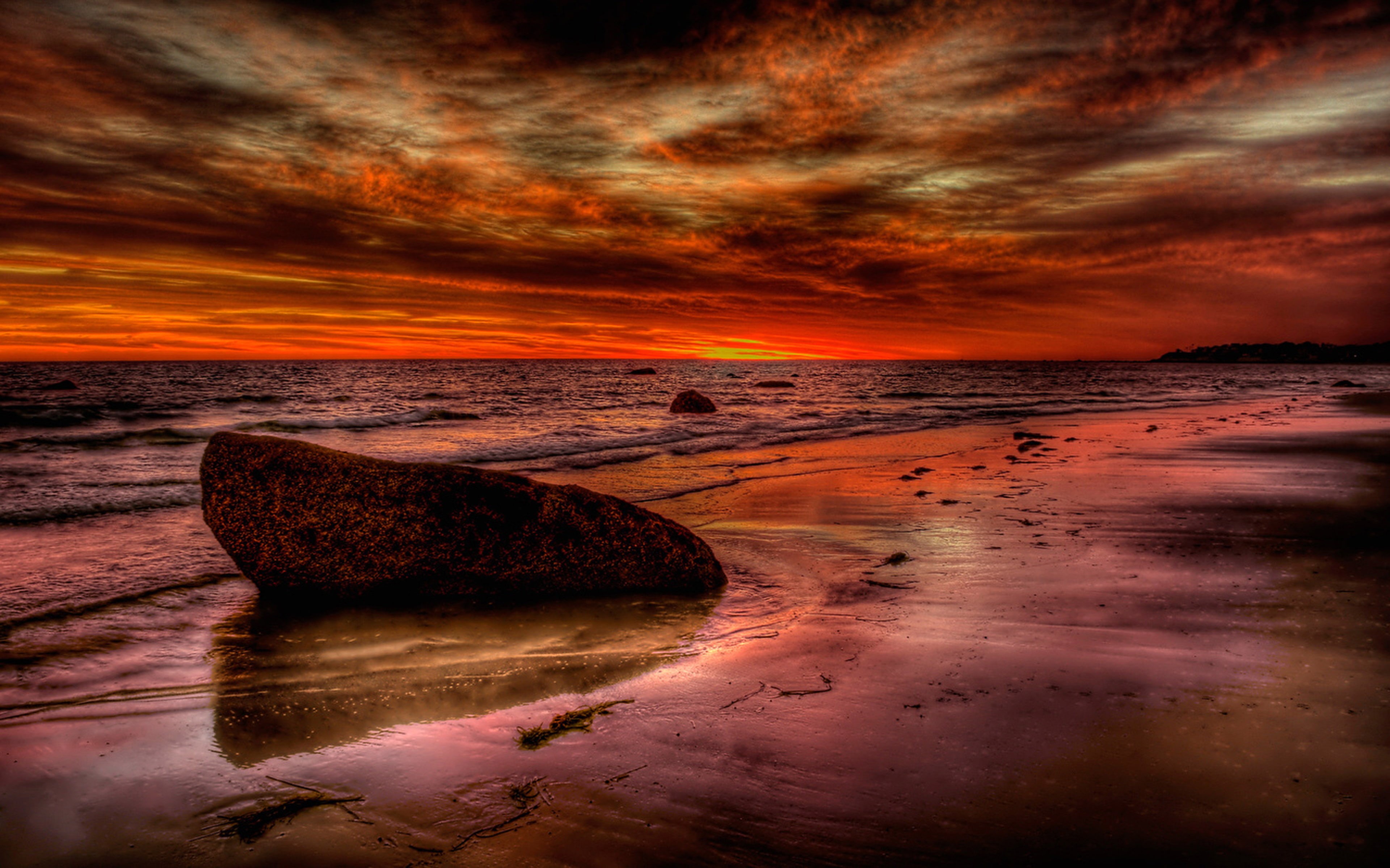 cloud - sky, sunset, dramatic sky, mobile, orange color, nature, tranquility, reflection, solid, rock - object, bay, sky, romantic sky, tranquil scene, HD Wallpaper