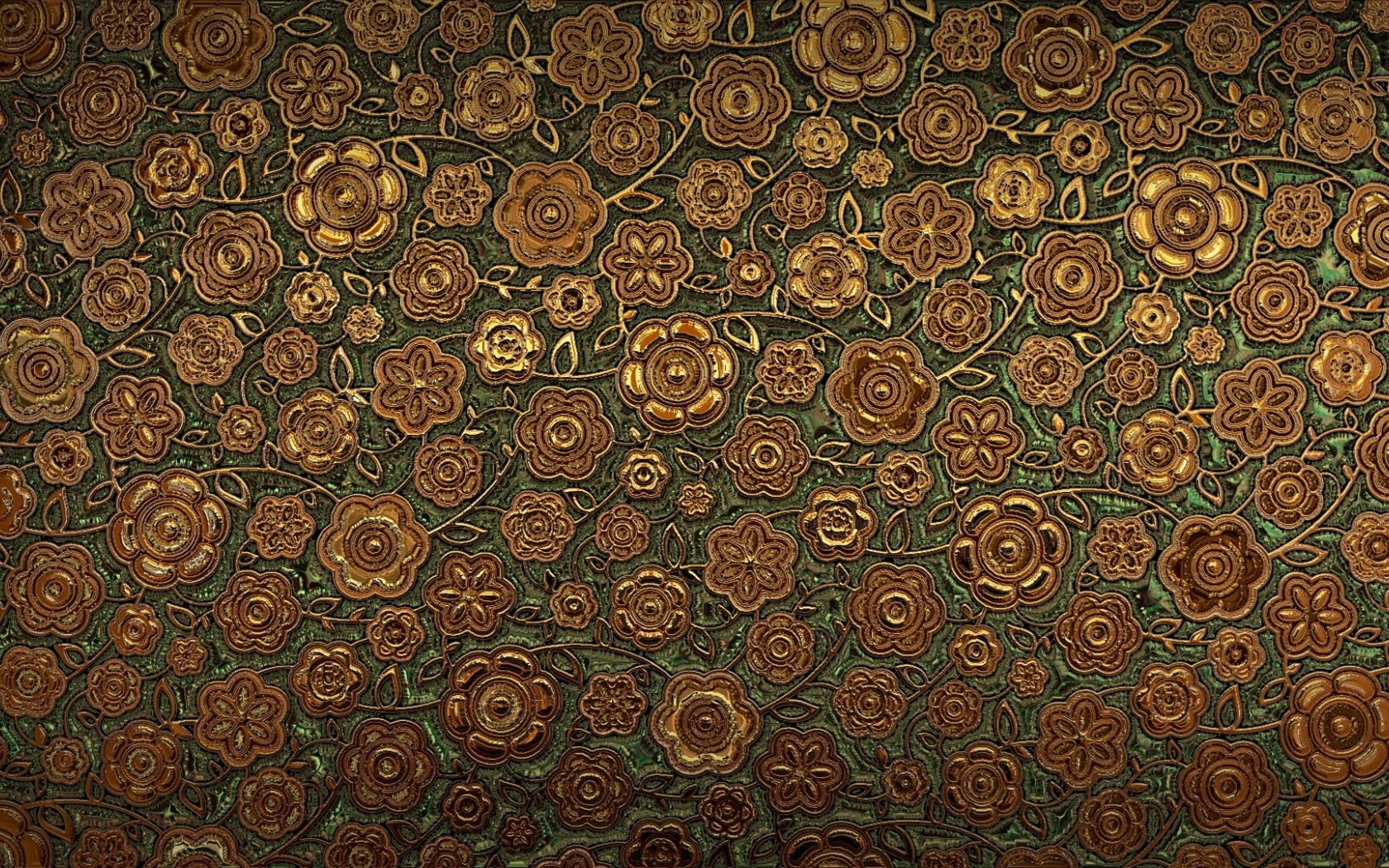 craft, green, seamless, brown, tiled floor, floral pattern, floral, texture, art and craft, textured, ornament, design, full frame, retro Styled, textured Effect, HD Wallpaper