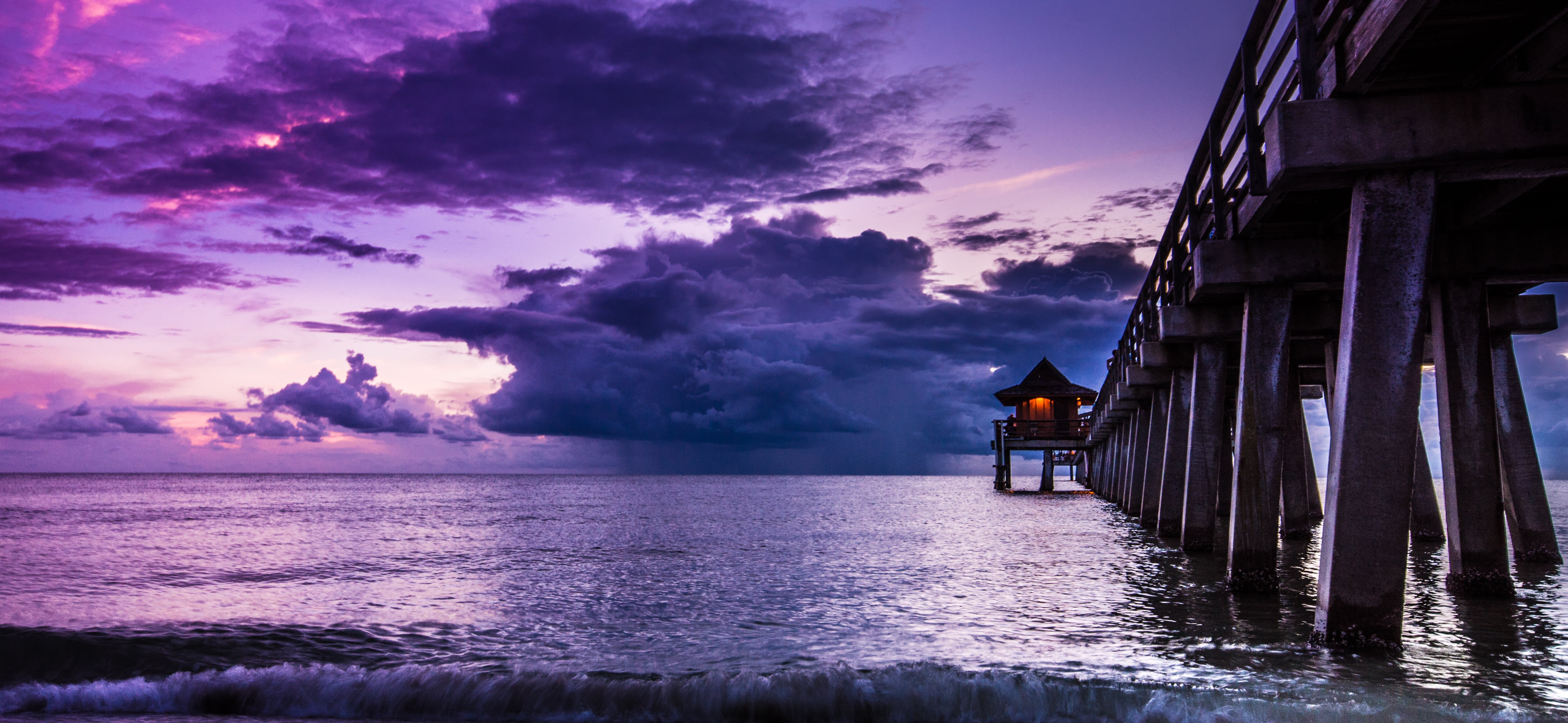 10mm, water, photography, sunset  beach, NAPLES  florida, nature, shadow, playa, pier, sunset, sea, blue ocean, magical, sky, 5K, beach, 20mm, nikon  d3200, HD Wallpaper