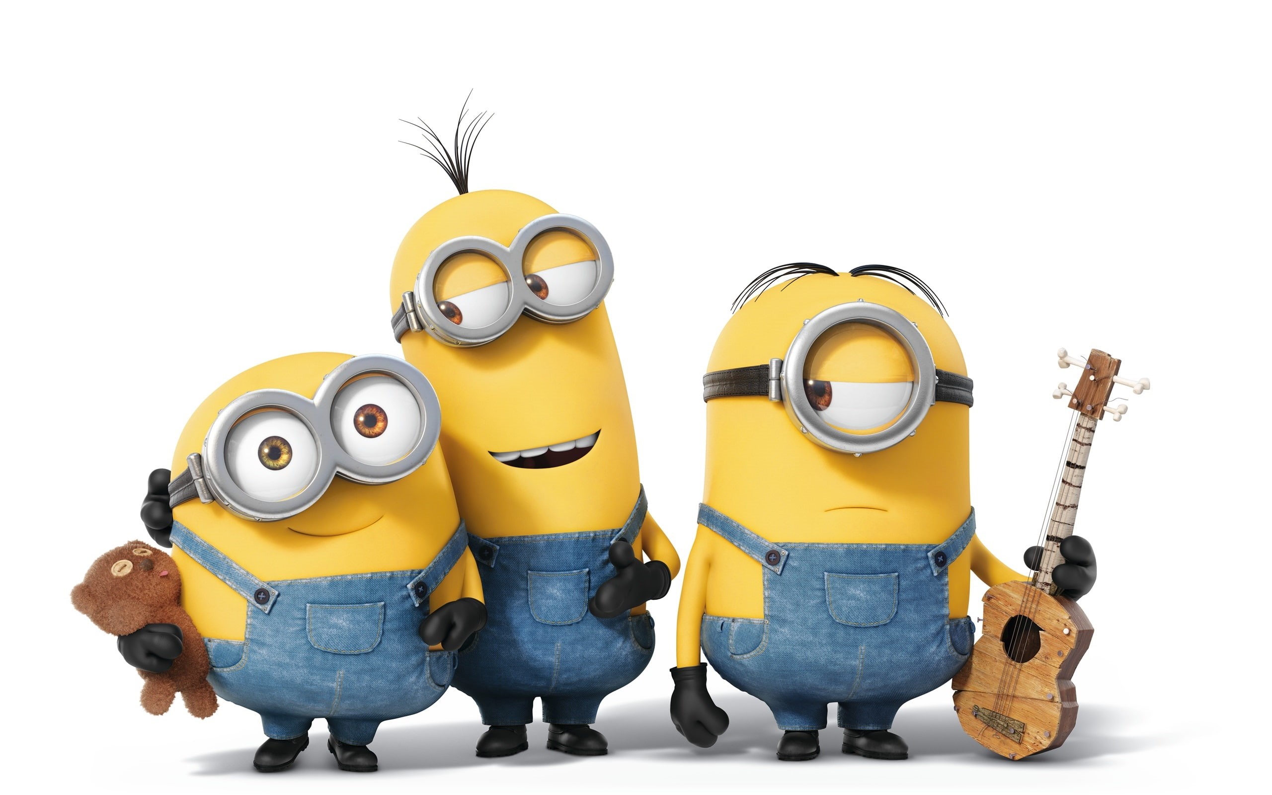 Minions, Three, Movie, 2K, Yellow, People, Small, Cartoon, HD Wallpaper