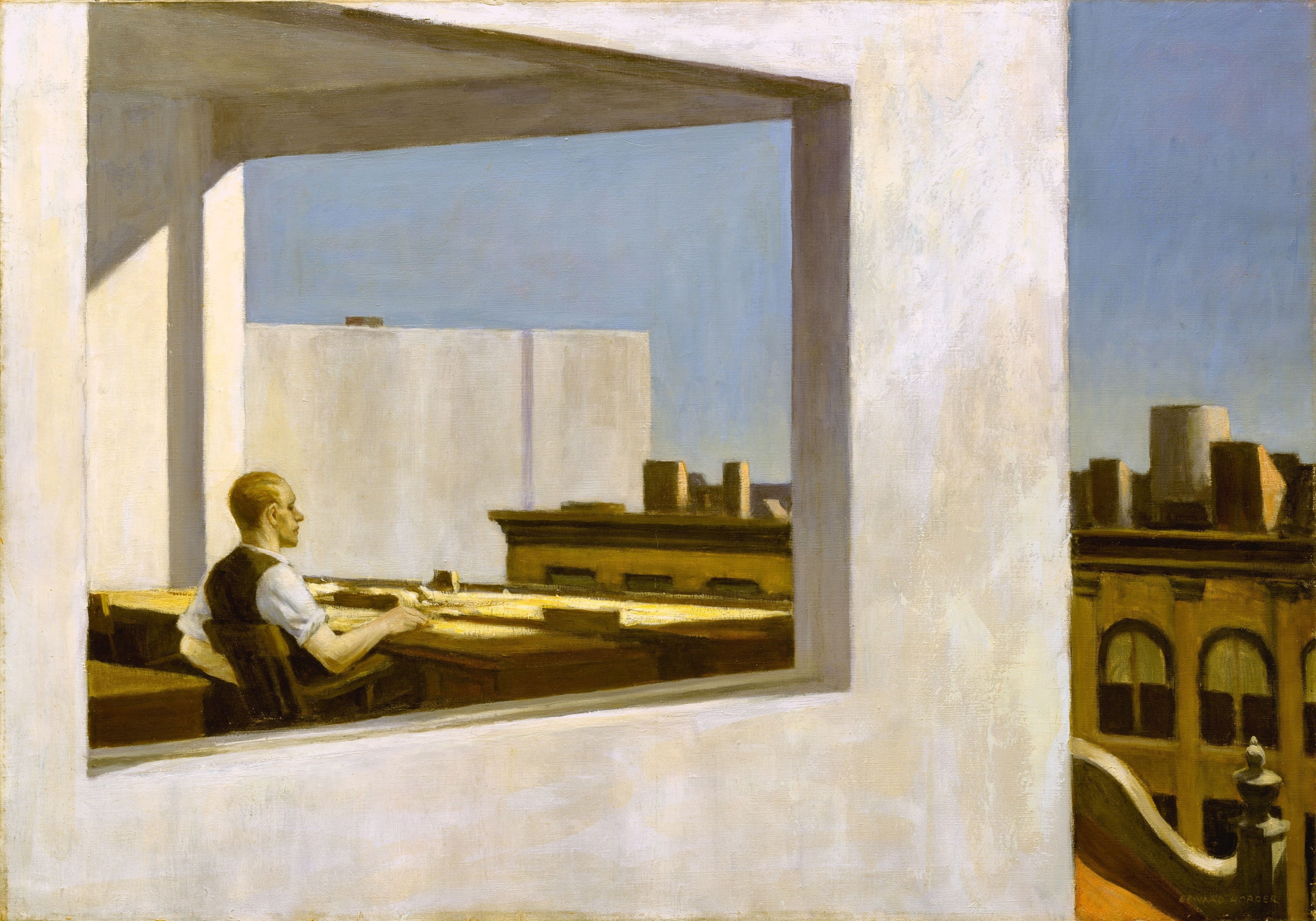 Office in a Small City, 1953, Edward Hopper, 2K, HD Wallpaper