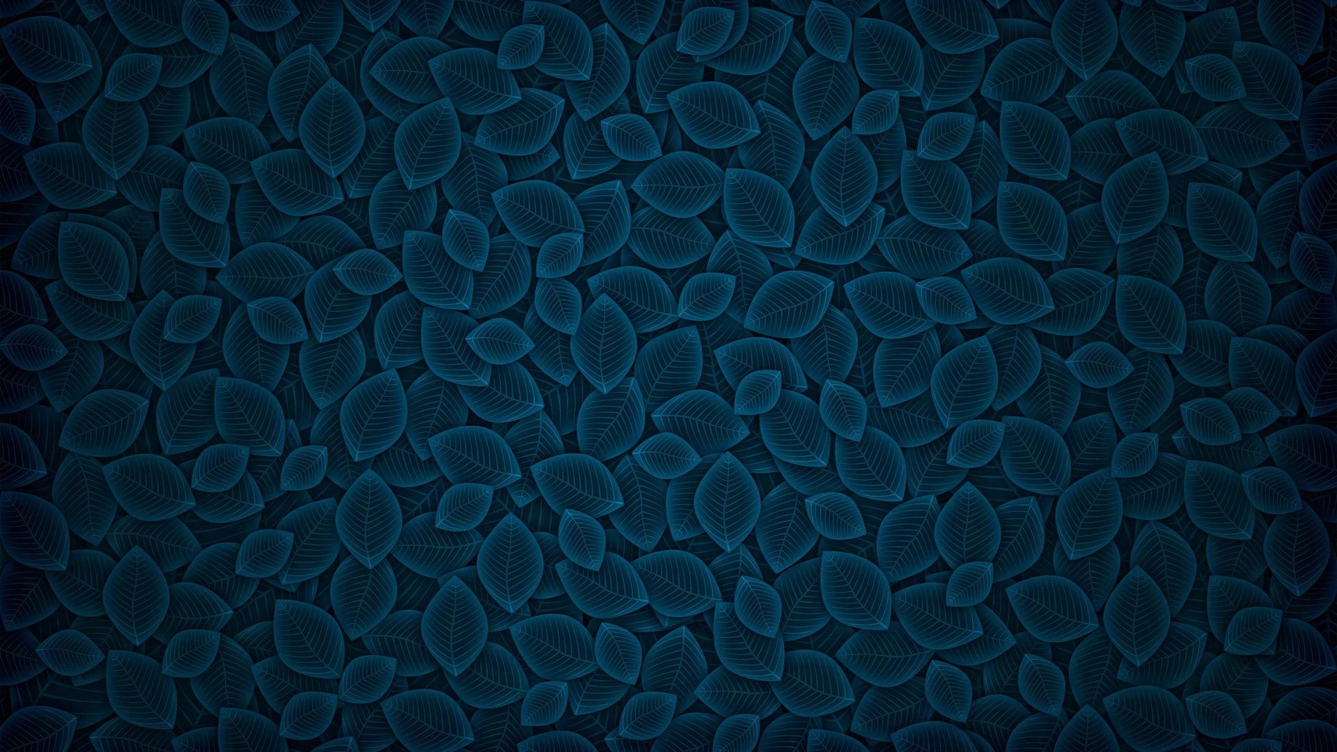 digital art, artwork, leaves, pattern, blue, 1080P, simple, nature, texture, HD Wallpaper