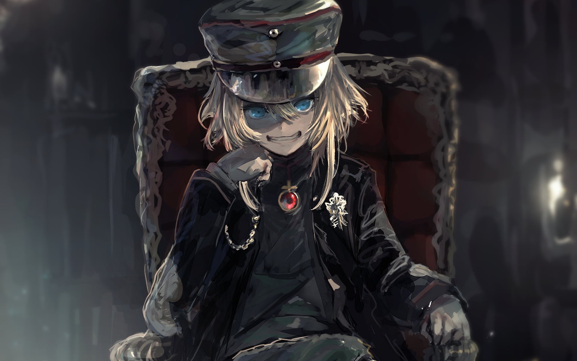 disguise, architecture, lifestyles, mask - disguise, Tanya Degurechaff, obscured face, front view, uniform, 1080P, women, hairstyle, focus on foreground, HD Wallpaper