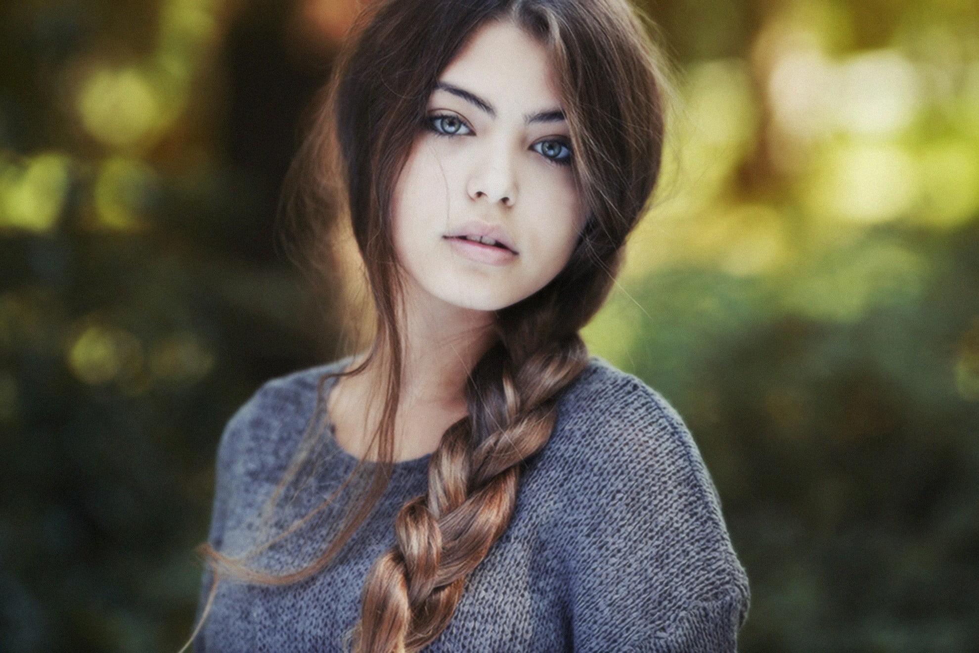 caucasian Ethnicity, nature, front view, casual Clothing, one Person, gray, sunlight, s, human Hair, portrait, teenager, bokeh, human Face, young Adult, HD Wallpaper