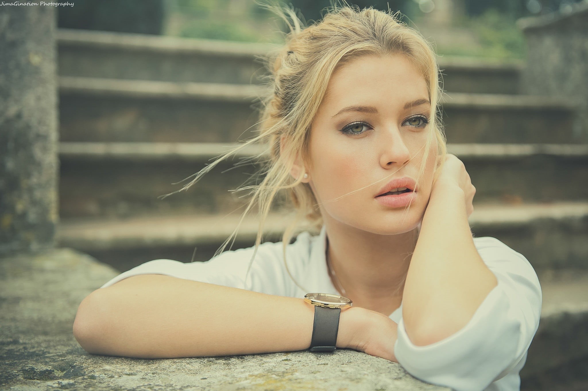 s, leisure activity, top, hairstyle, teenager, portrait, day, real people, front view, watch, casual clothing, wristwatch, blonde, women, headshot, outdoors, HD Wallpaper
