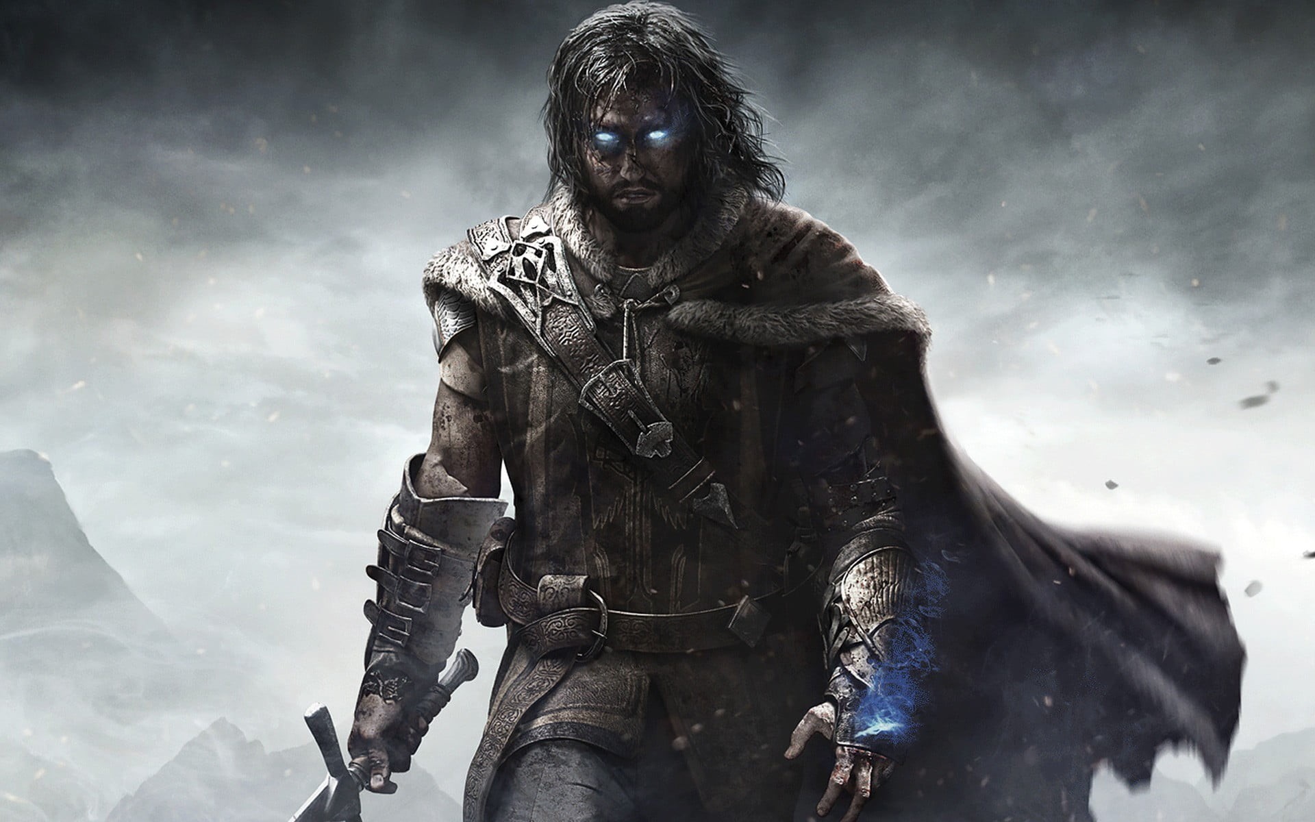 sculpture, statue, lifestyles, Middle-earth: Shadow of Mordor, real people, clothing, warm clothing, game, sky, holding, cold temperature, cloud - sky, HD Wallpaper