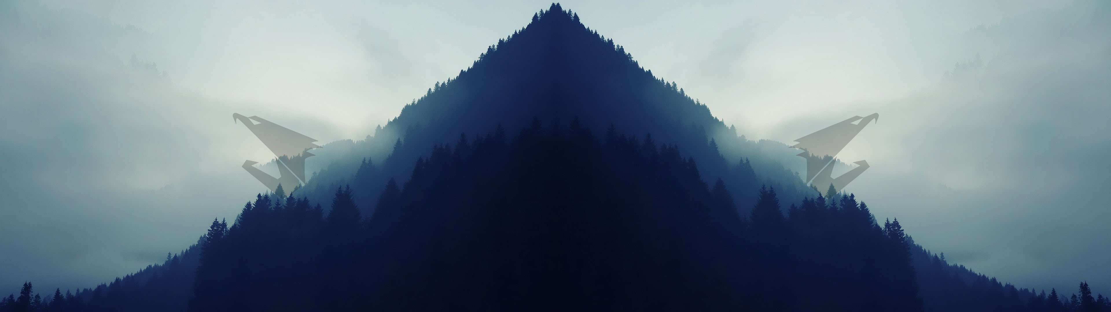 Aorus, 4K, forest, eagle, Dual Monitors, landscape, Simple, HD Wallpaper