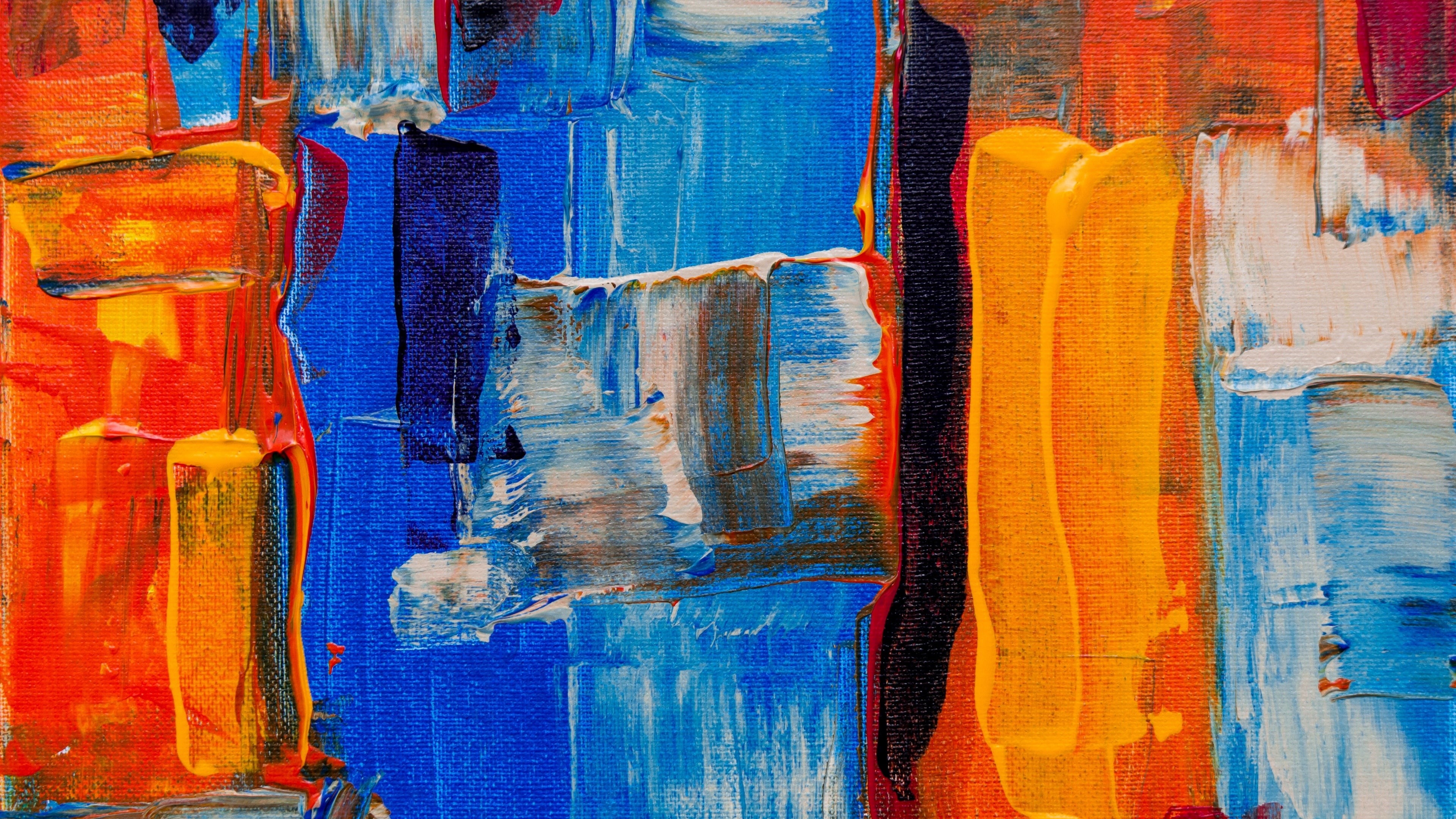 colorful, yellow, blue, painting, artwork, 4K, abstract, watercolor paint, modern art, acrylic paint, art, paint, HD Wallpaper