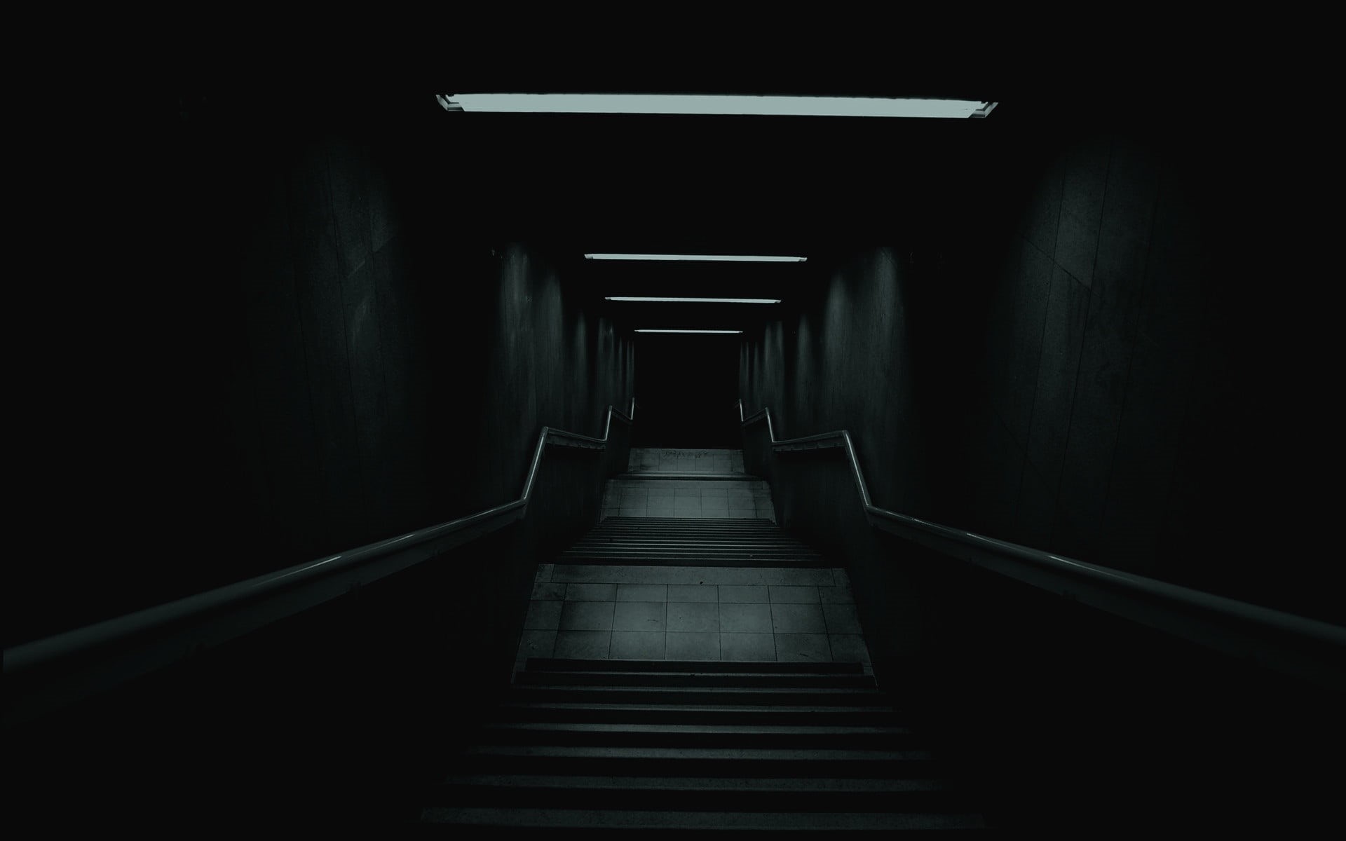 darkness, mystery, leaving, horror, corridor, building, empty, lighting equipment, no People, stairs dawn, underground, towards, staircase, illuminated, HD Wallpaper
