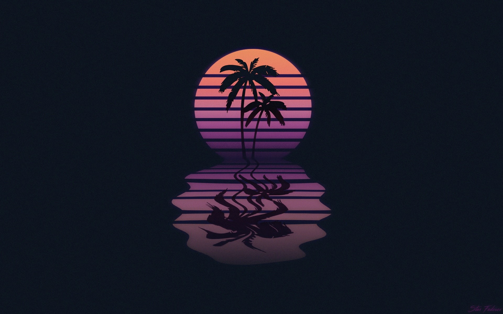 Stas Fedorov, Retrowave, Neon, Music, Darkwave, Synth pop, Ox, Synthpop, New Retro Wave, Synth, Mesh, 1080P, Palm trees, Background, Synthwave, HD Wallpaper